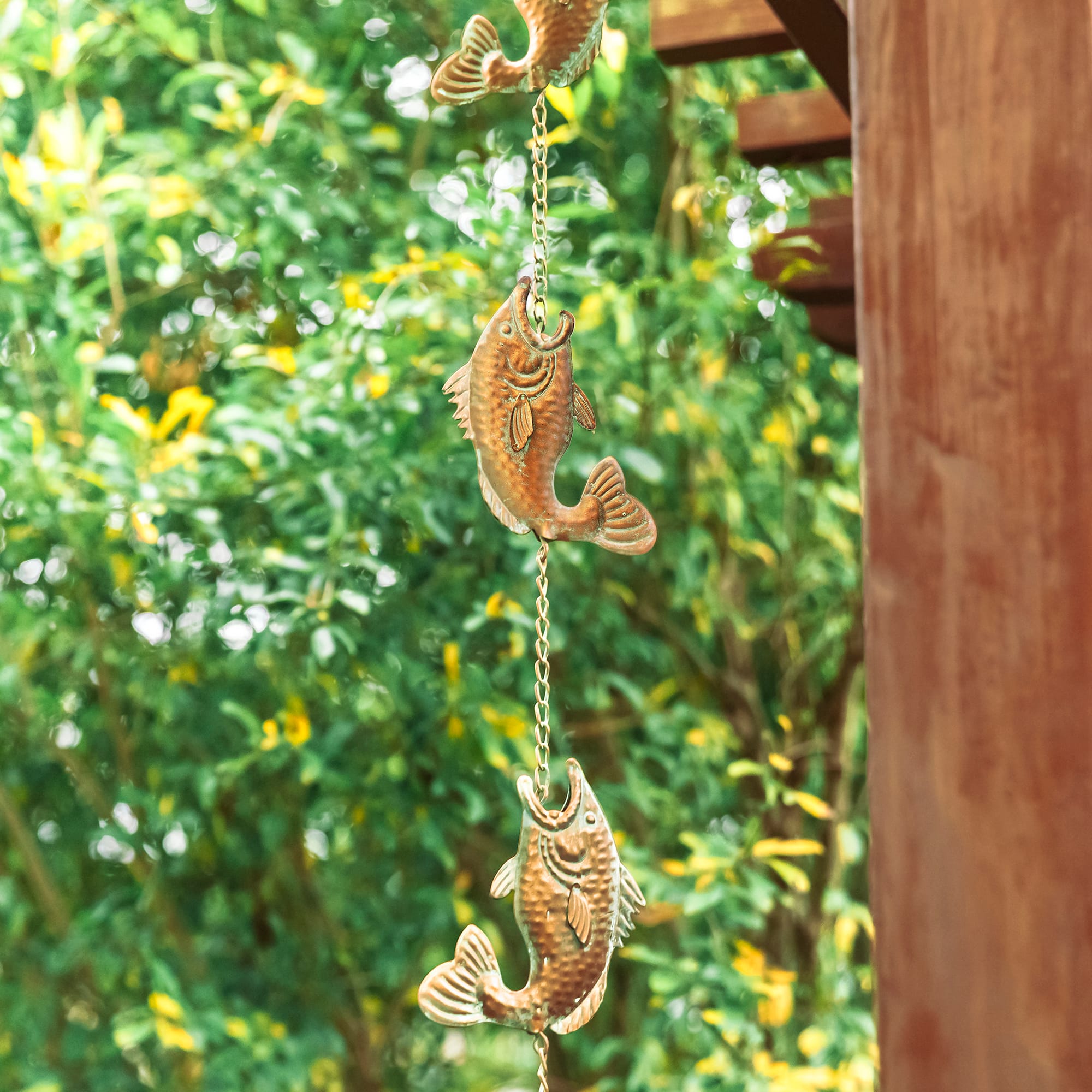 Glitzhome® 8.5ft. Faux Copper Patina Finish Fish Shaped Rain Chain