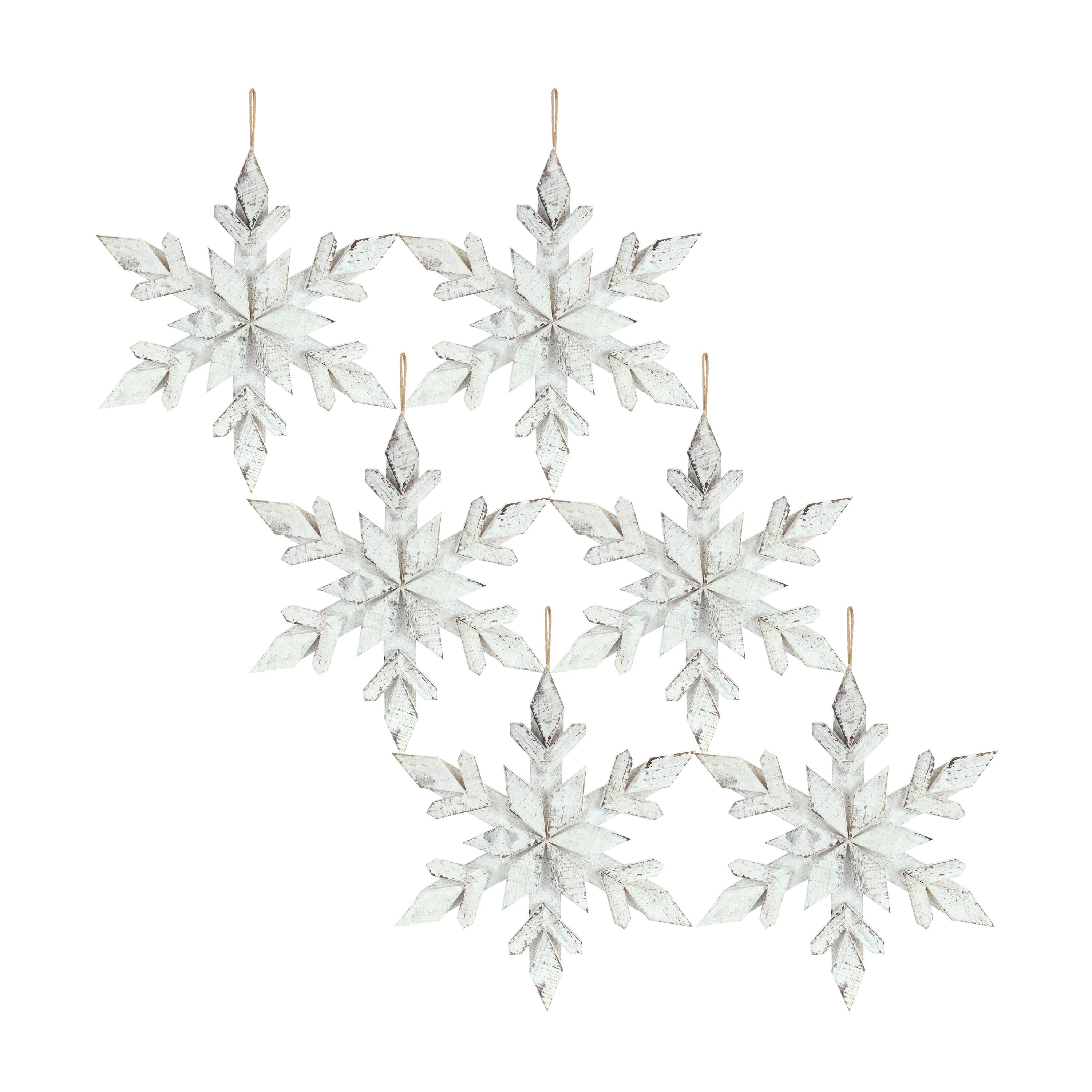 6 Pack 14&#x22; Snowflake Wood Ornaments
