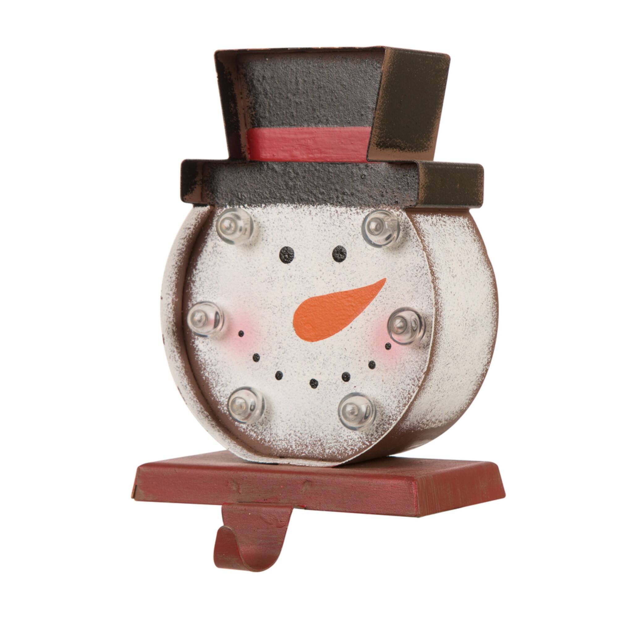 Glitzhome&#xAE; LED Snowman Head &#x26; Tree Stocking Holder Set