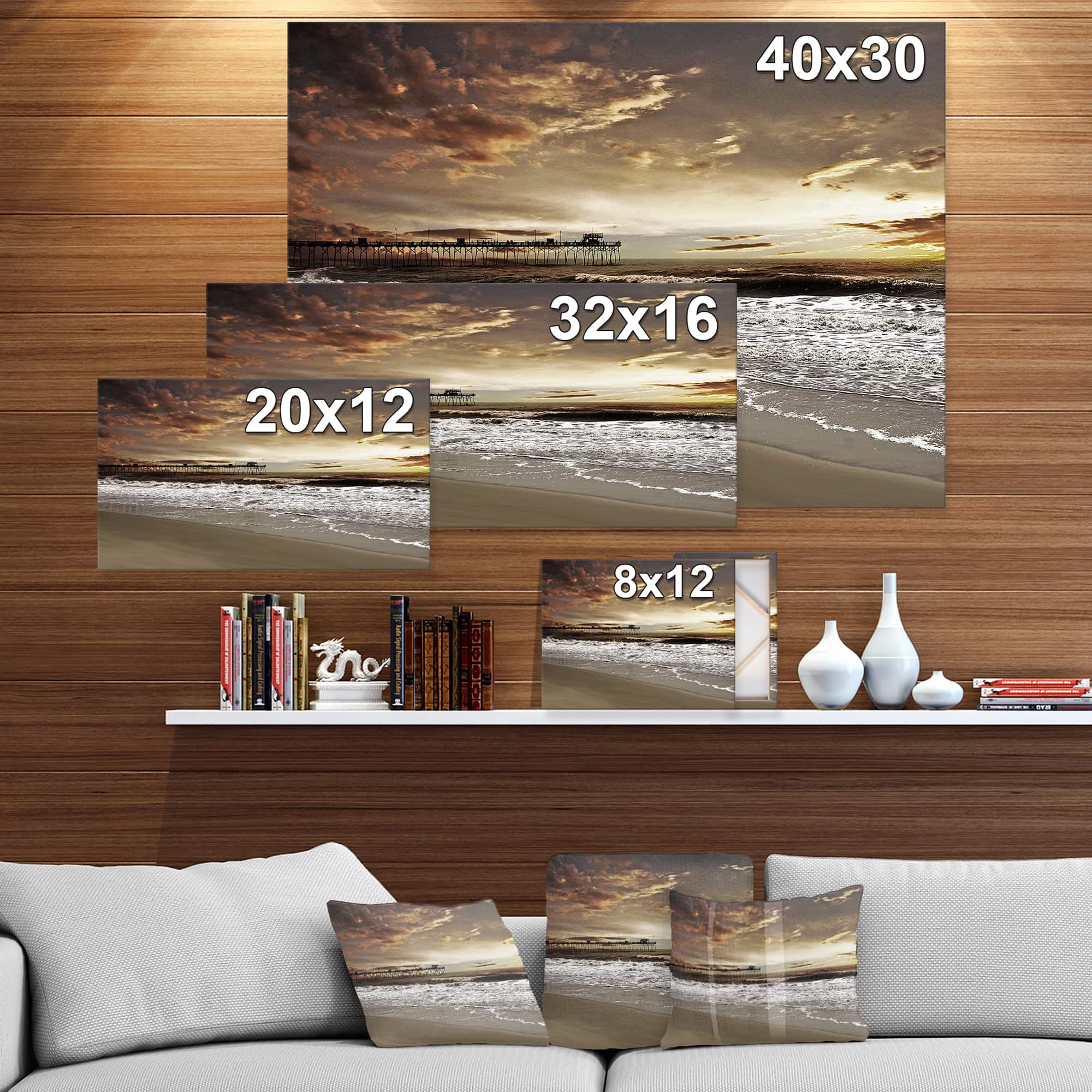 Designart - Meet the Sunrise at Hollant beach - Sea & Shore Photography on wrapped Canvas