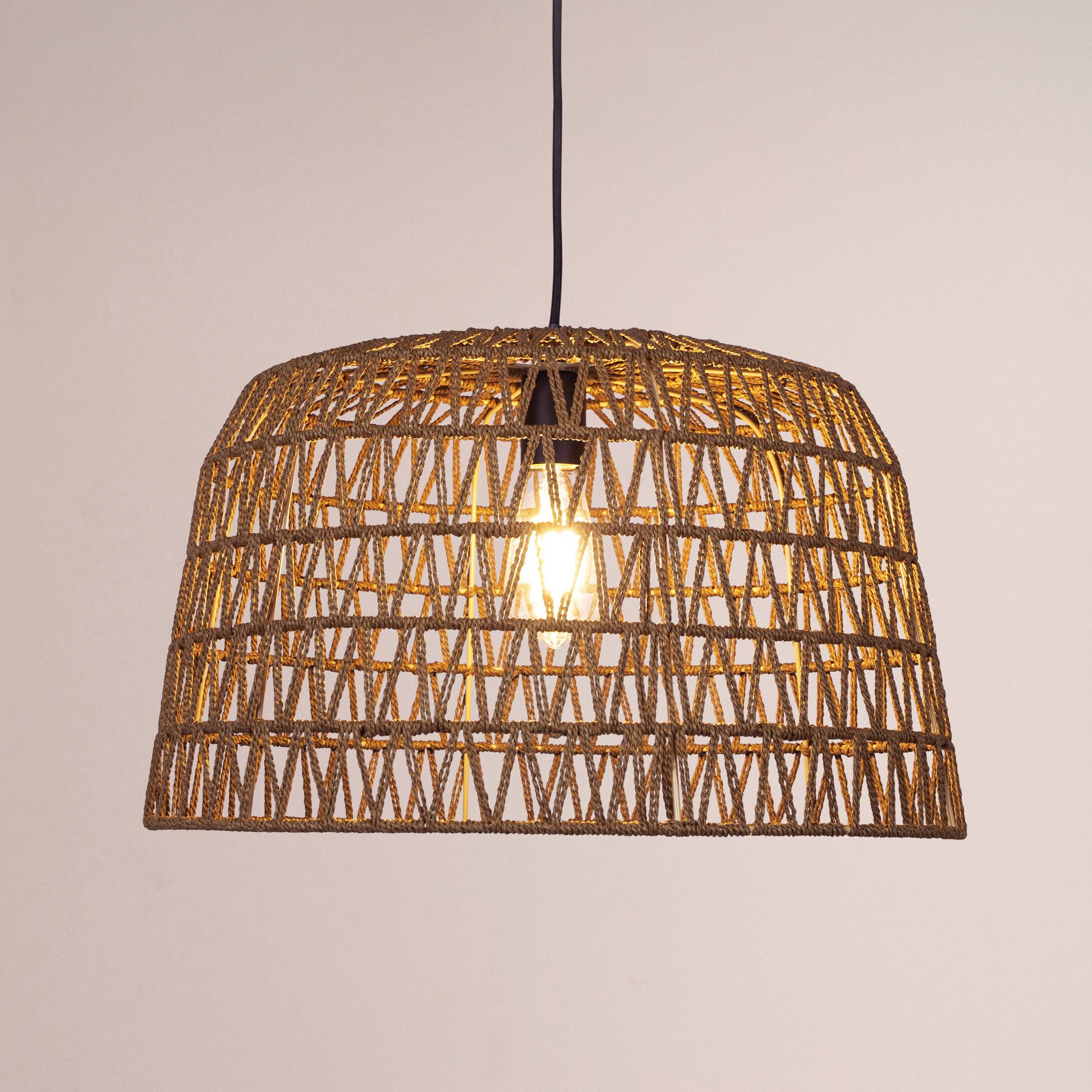 Hello Honey&#xAE; 19.5&#x22; Boho Open Weave Metal and Paper Rope Ceiling Light