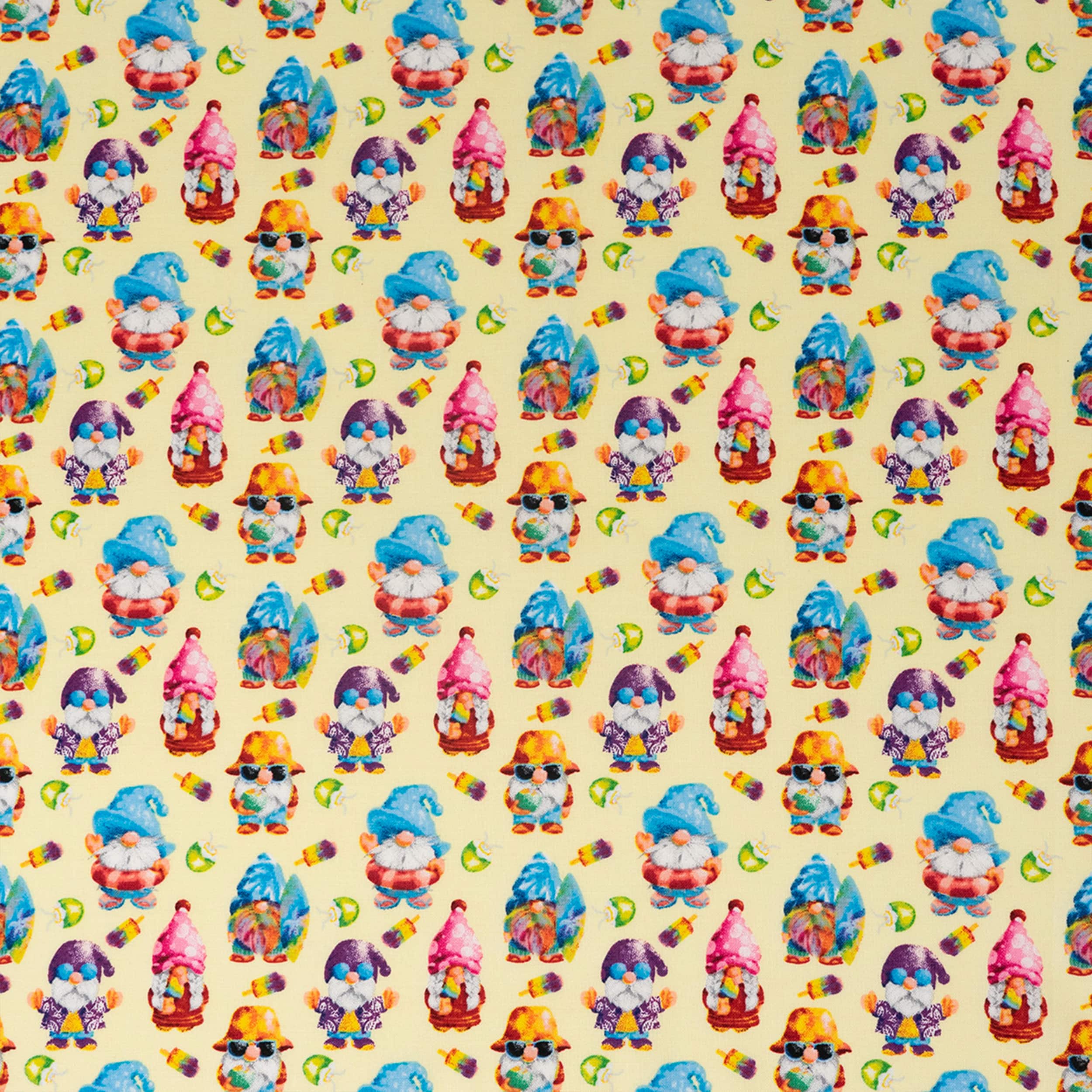 SINGER Rainbow Colorful Gnome Cotton Fabric