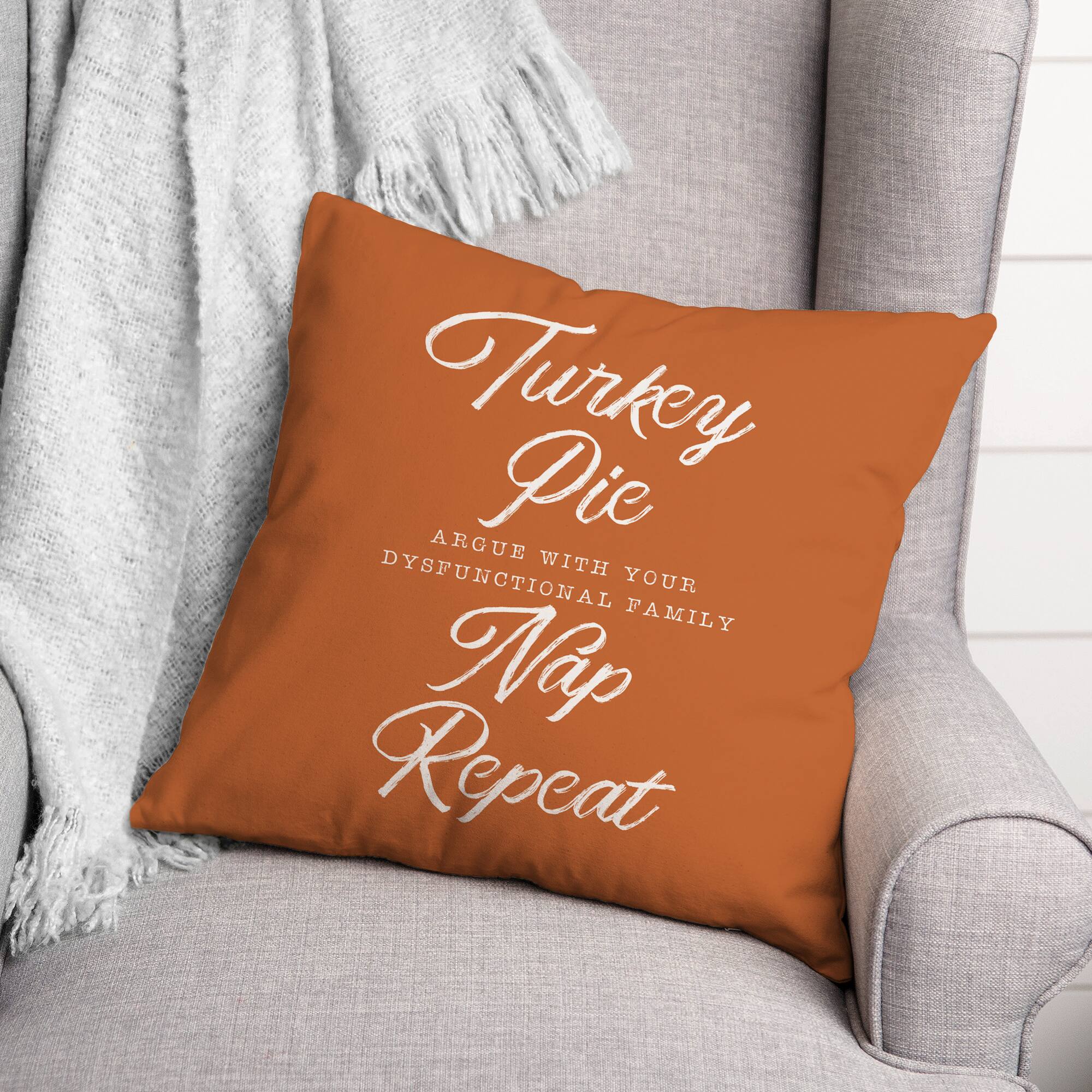 Turkey Pie Nap Repeat 18&#x22; x 18&#x22; Indoor / Outdoor Pillow
