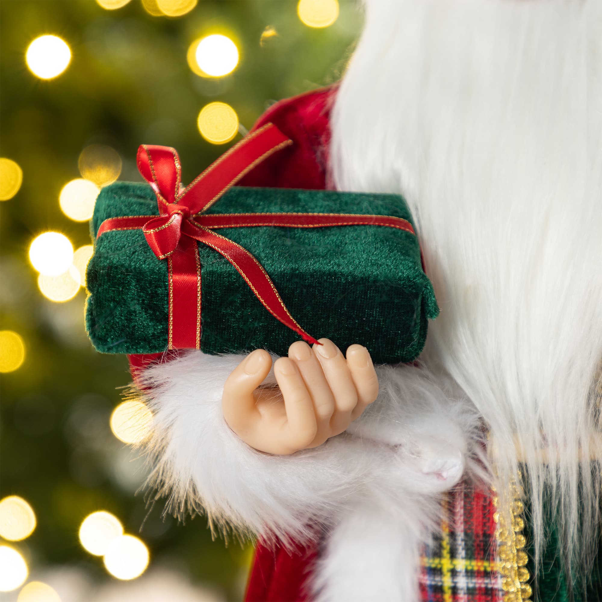 Glitzhome® 24"H Faux Fur Christmas Traditional Santa Figurine