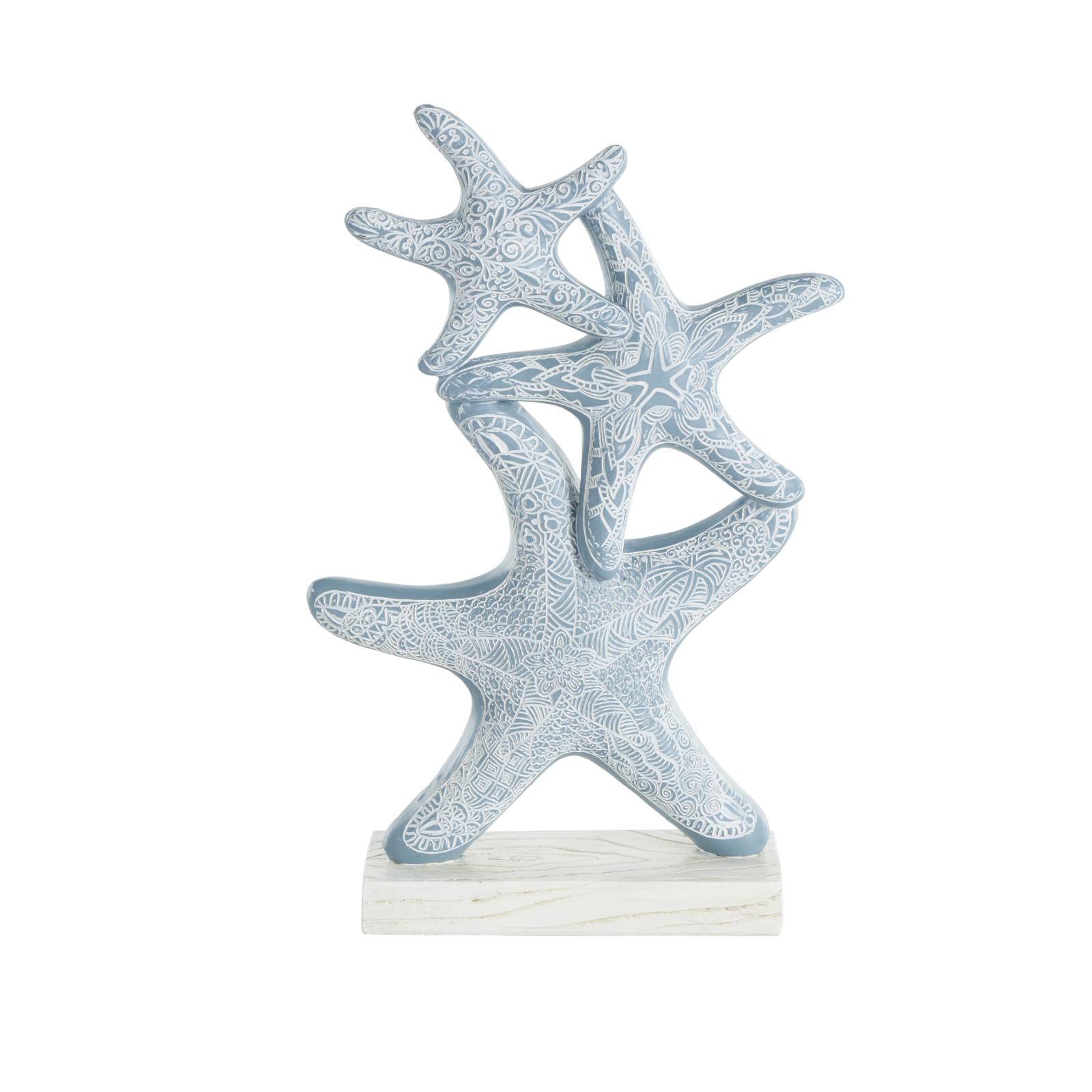 14" Blue Starfish Stacked Sculpture
