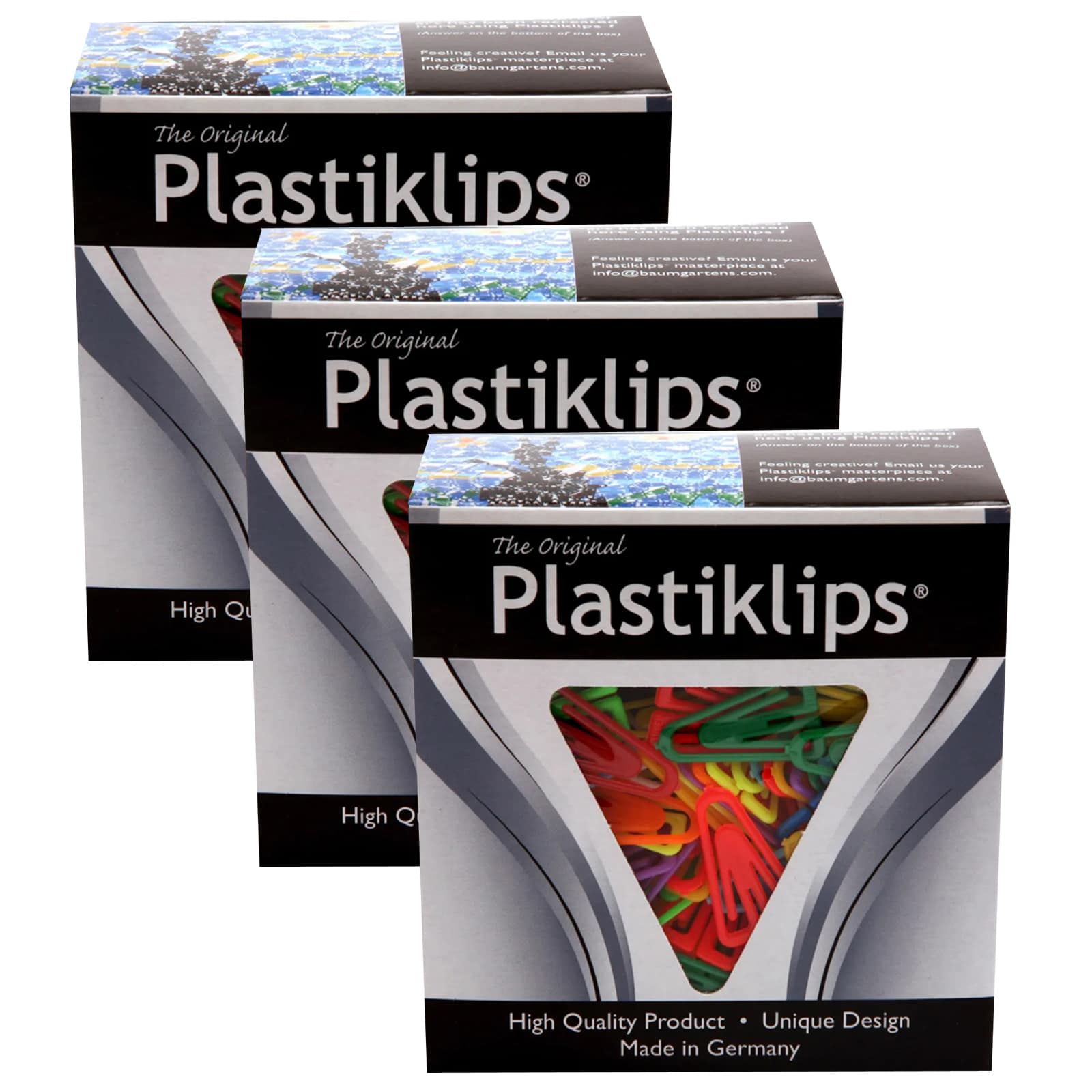 Baumgarten&#x27;s Plastiklips&#xAE; Medium Paper Clips, 3 Packs of 500