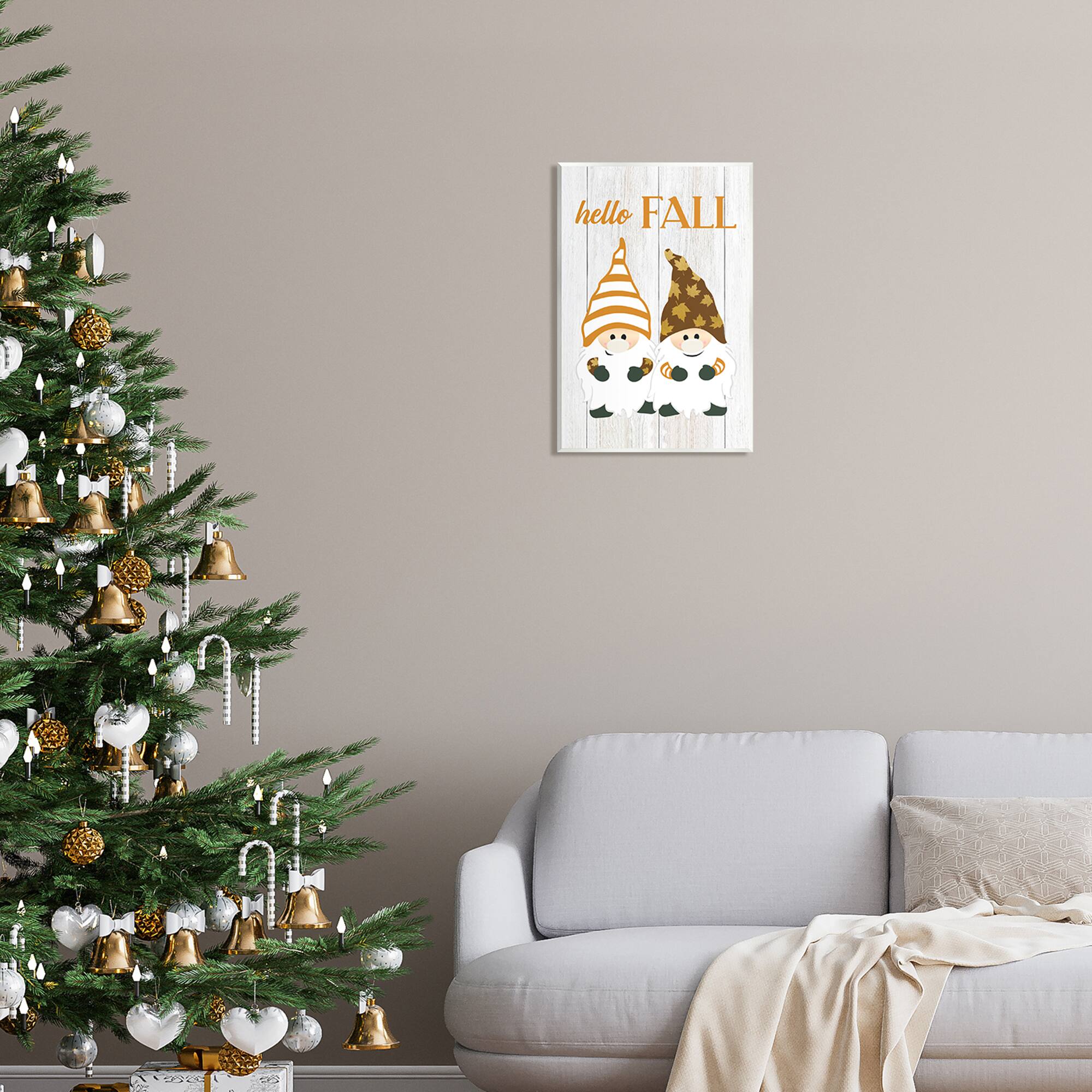 Stupell Industries Hello Fall Whimsical Gnomes Wall Plaque Art