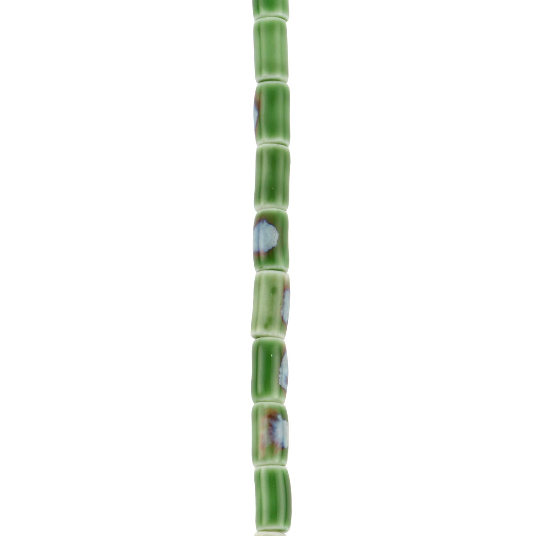 12 Packs: 18 ct. (216 total) Green Ceramic Tube Beads, 9.8mm by Bead Landing™