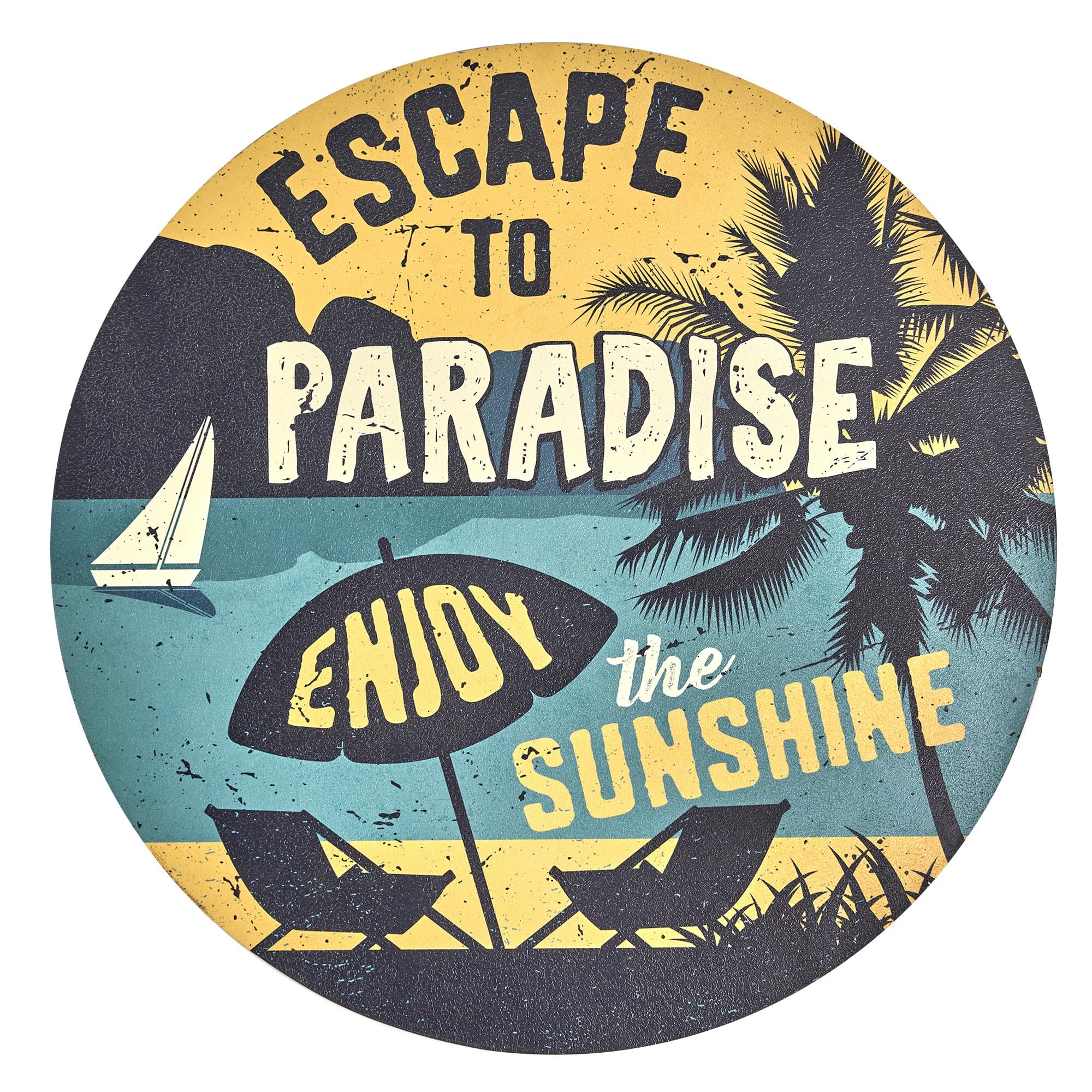 American Art Decor Escape to Paradise Round MDF Wall Plaque - 20" x 20" x 0.35"