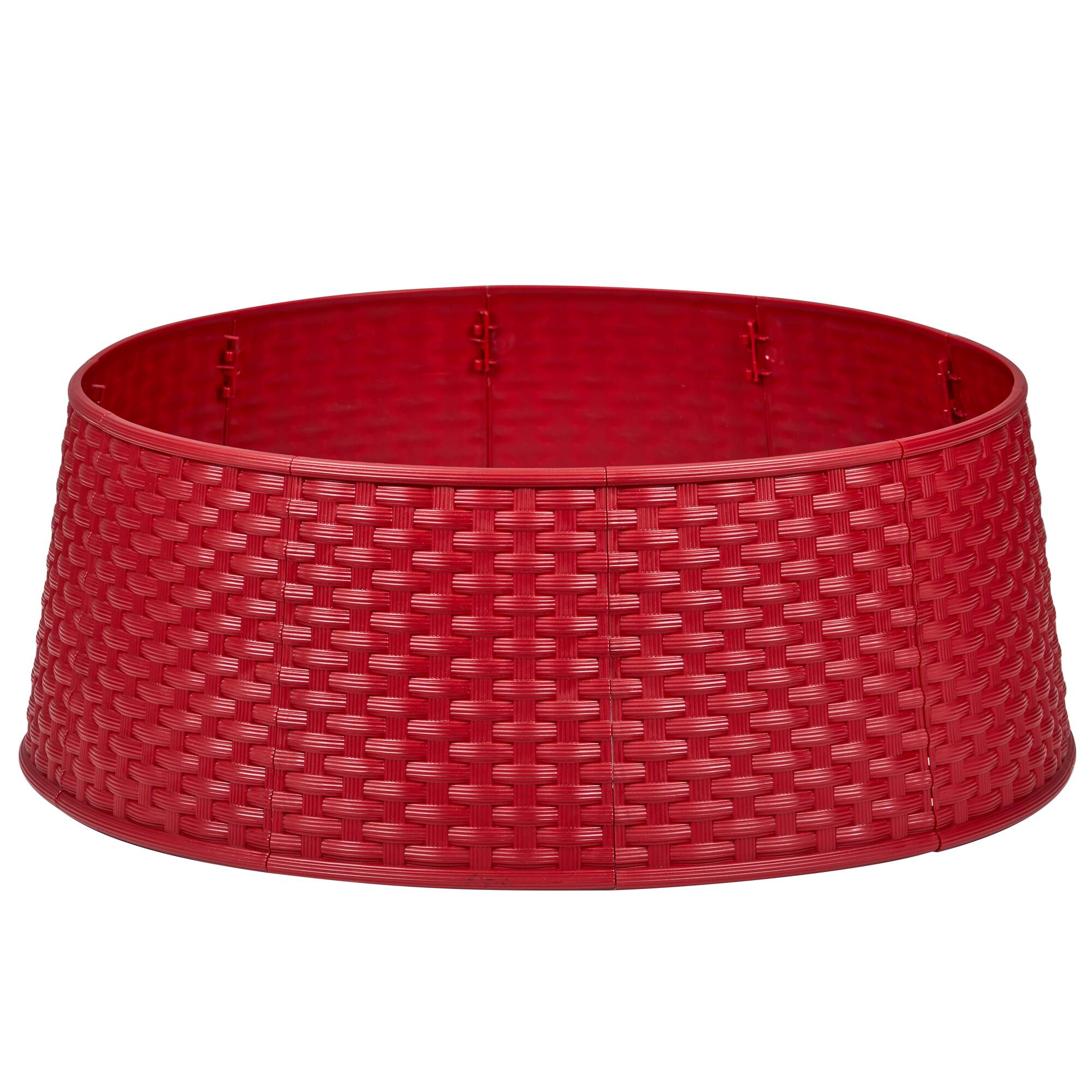 25.5&#x22; Red Rattan Pattern Large Christmas Tree Collar