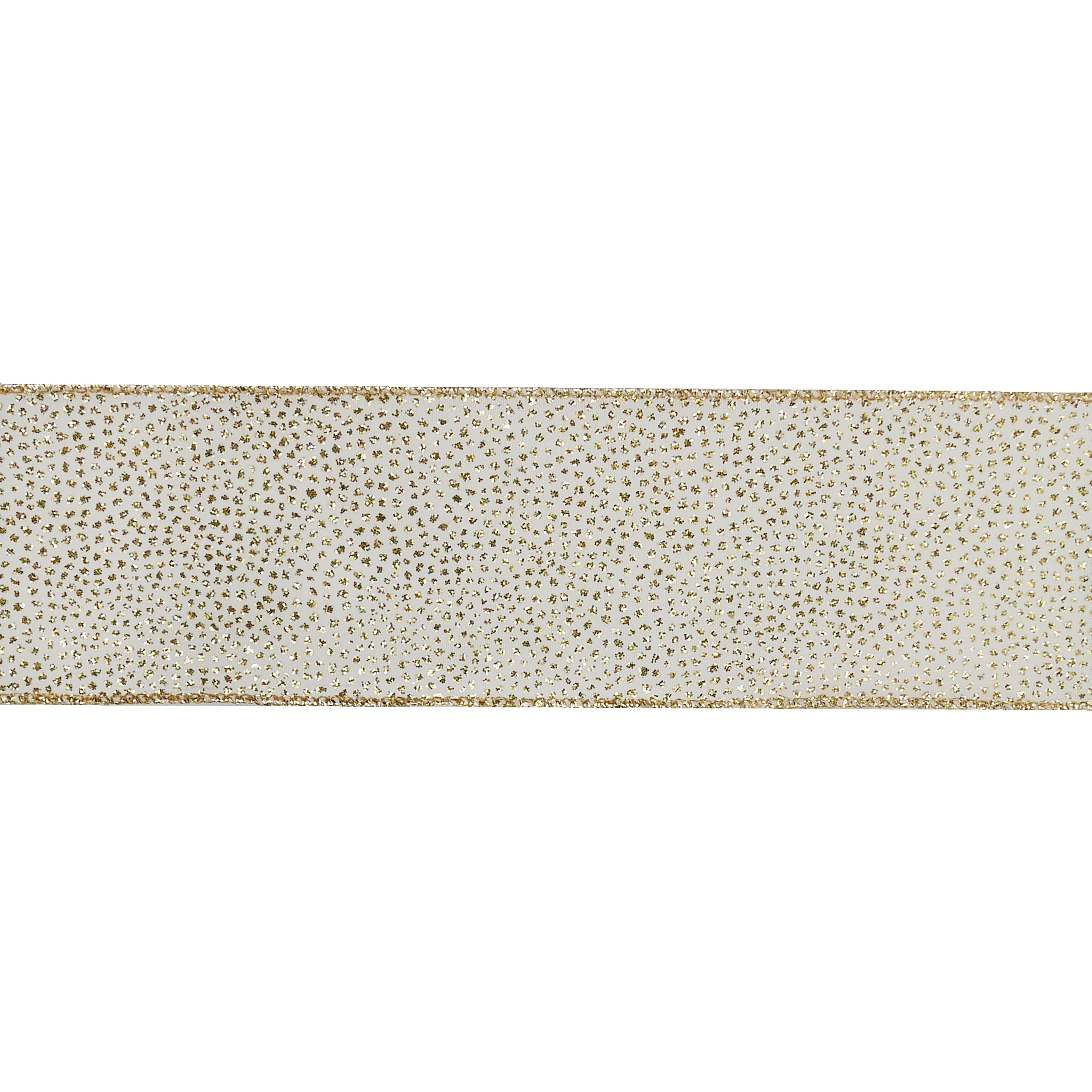 2.5&#x22; x 80ft. Cream with Gold Dots Wired Jumbo Ribbon by Celebrate It&#xAE;