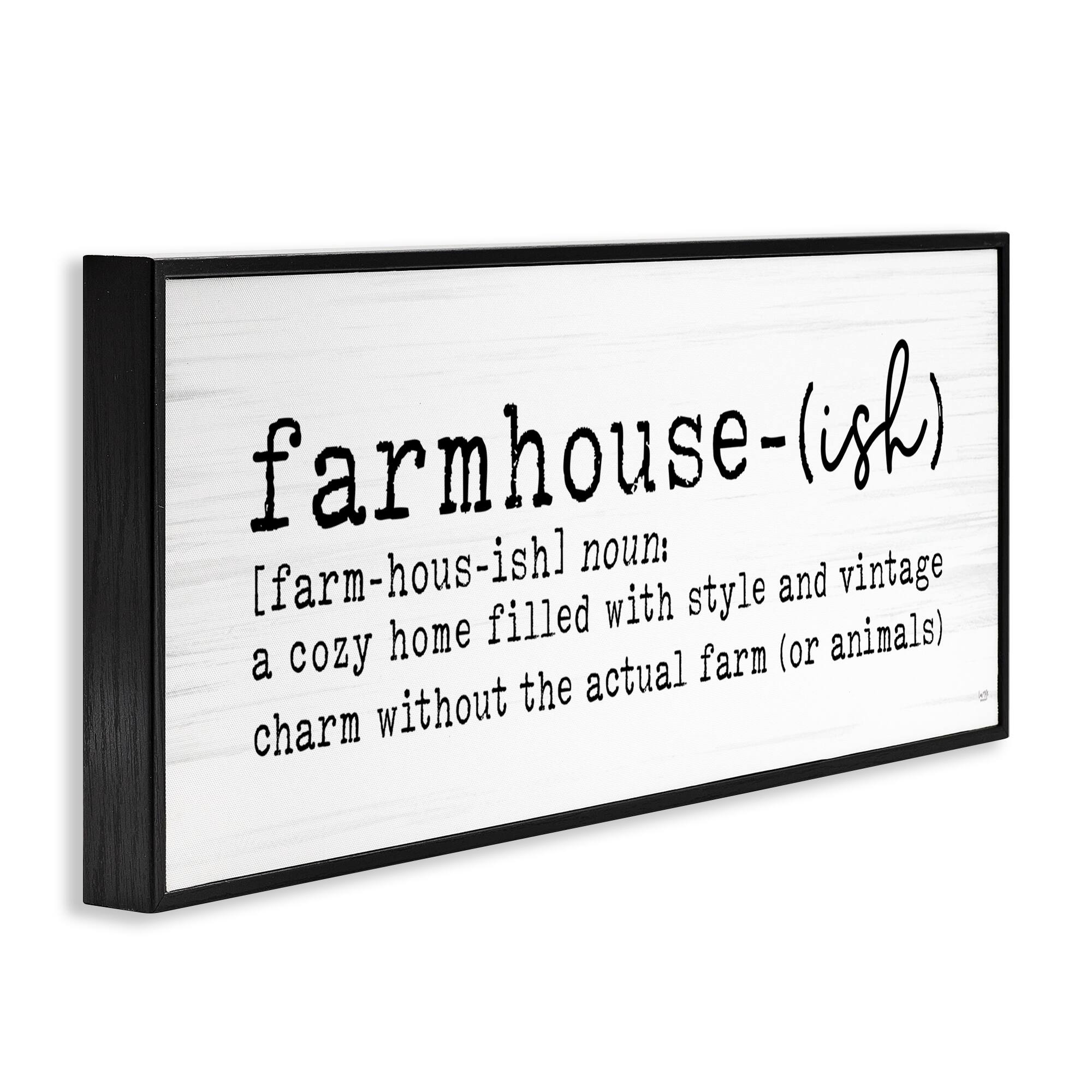 Stupell Industries Farmhouse-Ish Playful Definition Sign Birch Pattern Framed Giclee Art