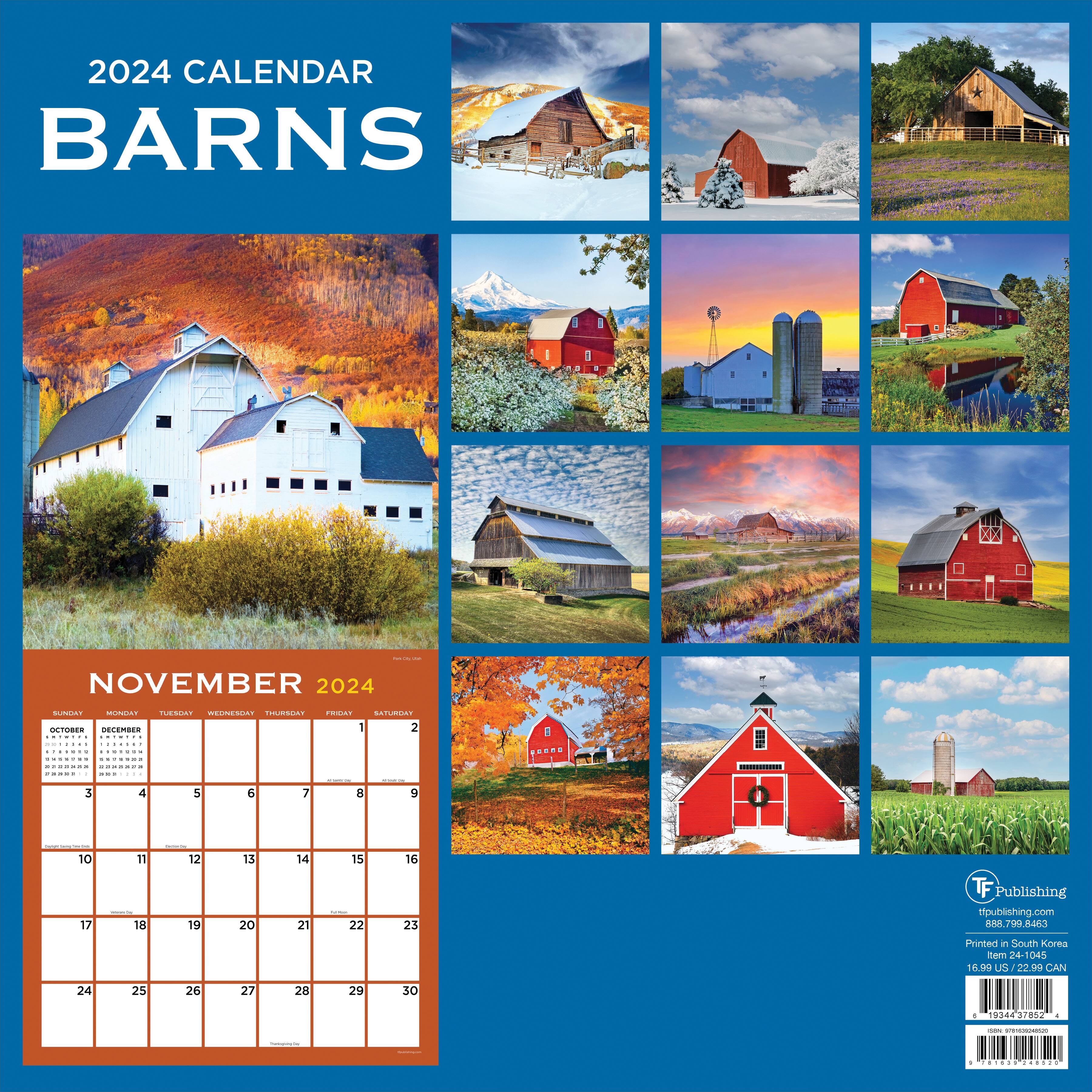 TF Publishing 2024 Barns Wall Calendar