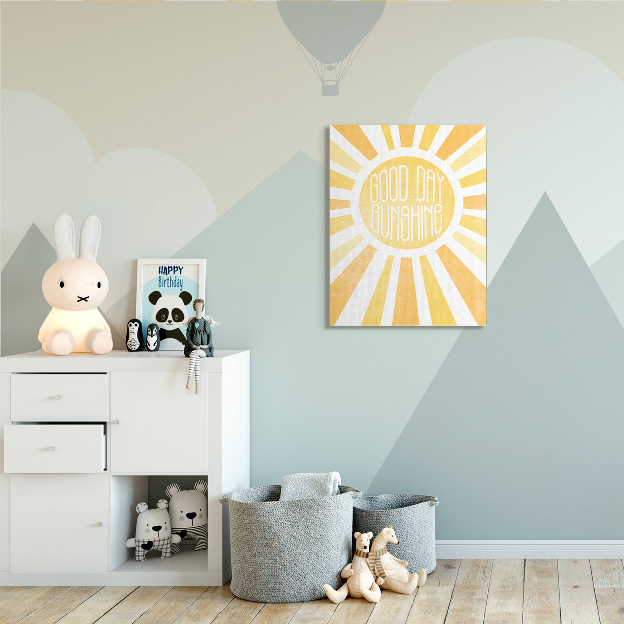 Stupell Industries Good Day Sunshine Greeting Bright Yellow Rays Canvas Wall Art