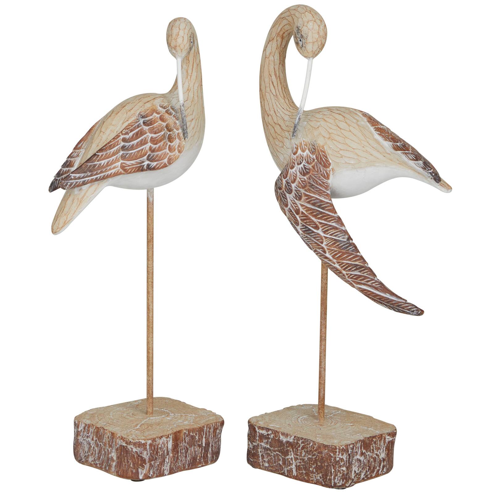 Brown Standing Bird Sculpture Set