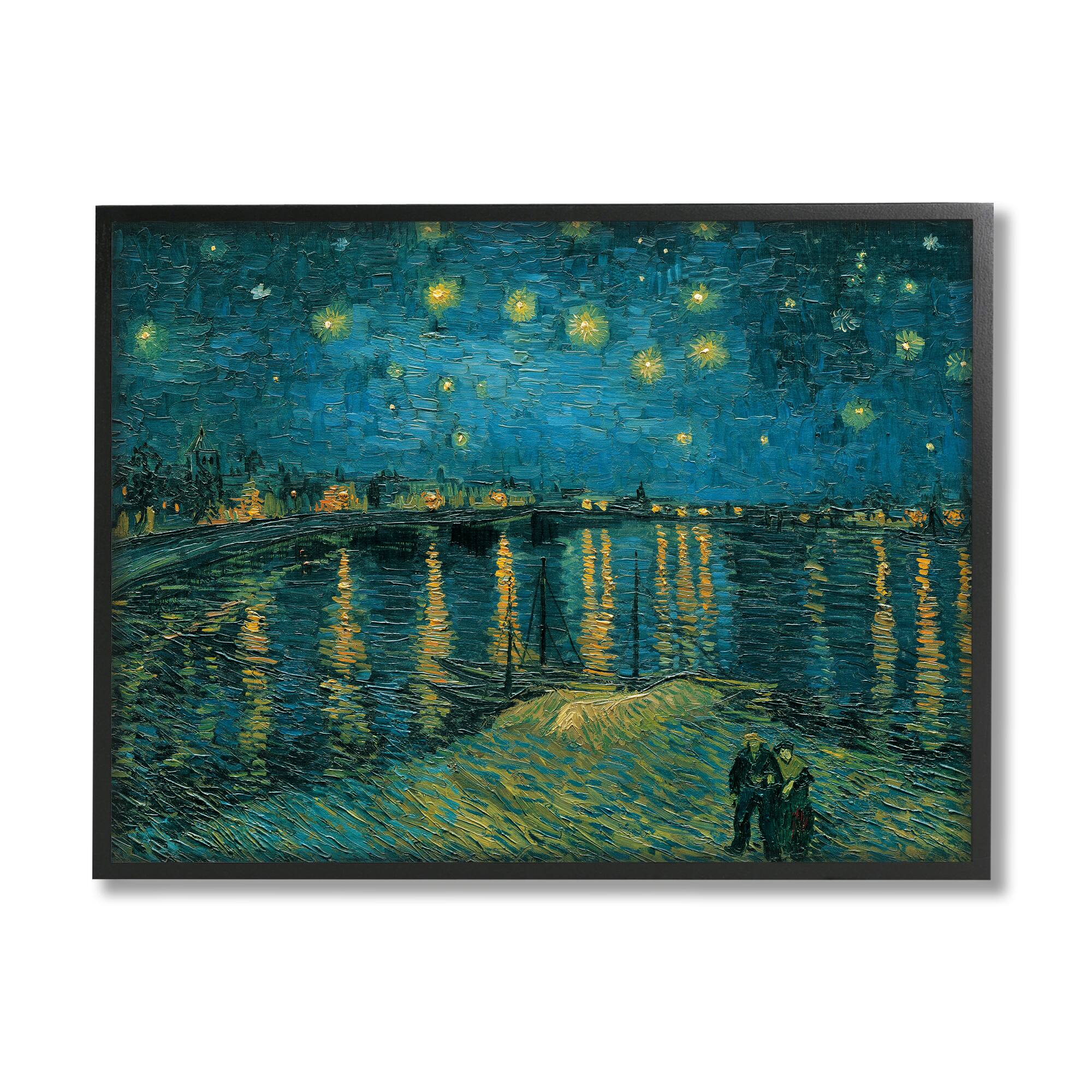 Stupell Industries Classic Starry Night Over the Rhone Van Gogh Painting in Black Frame Wall Art