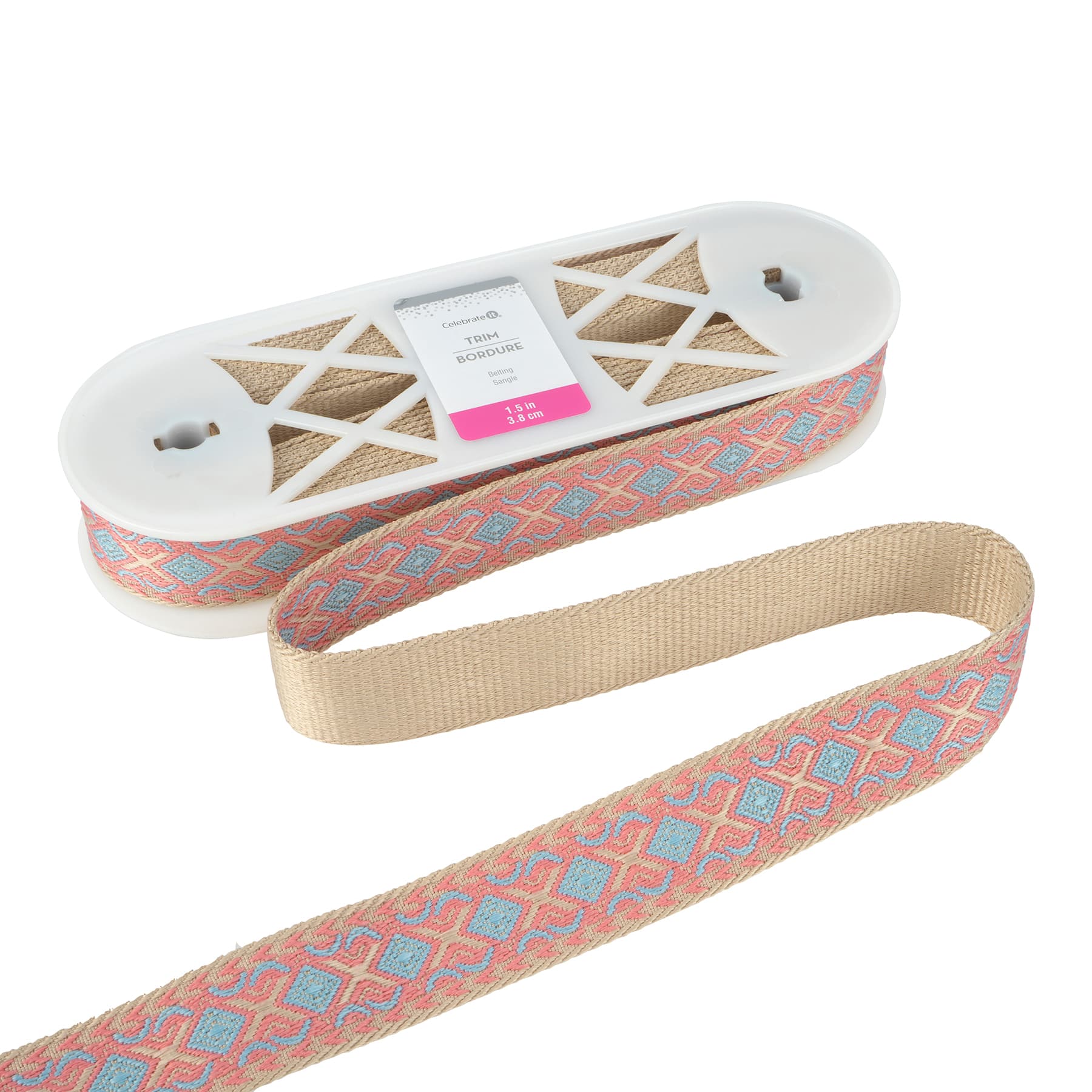1.5&#x22; Pink Rhombus Belting Trim by Celebrate It&#xAE;