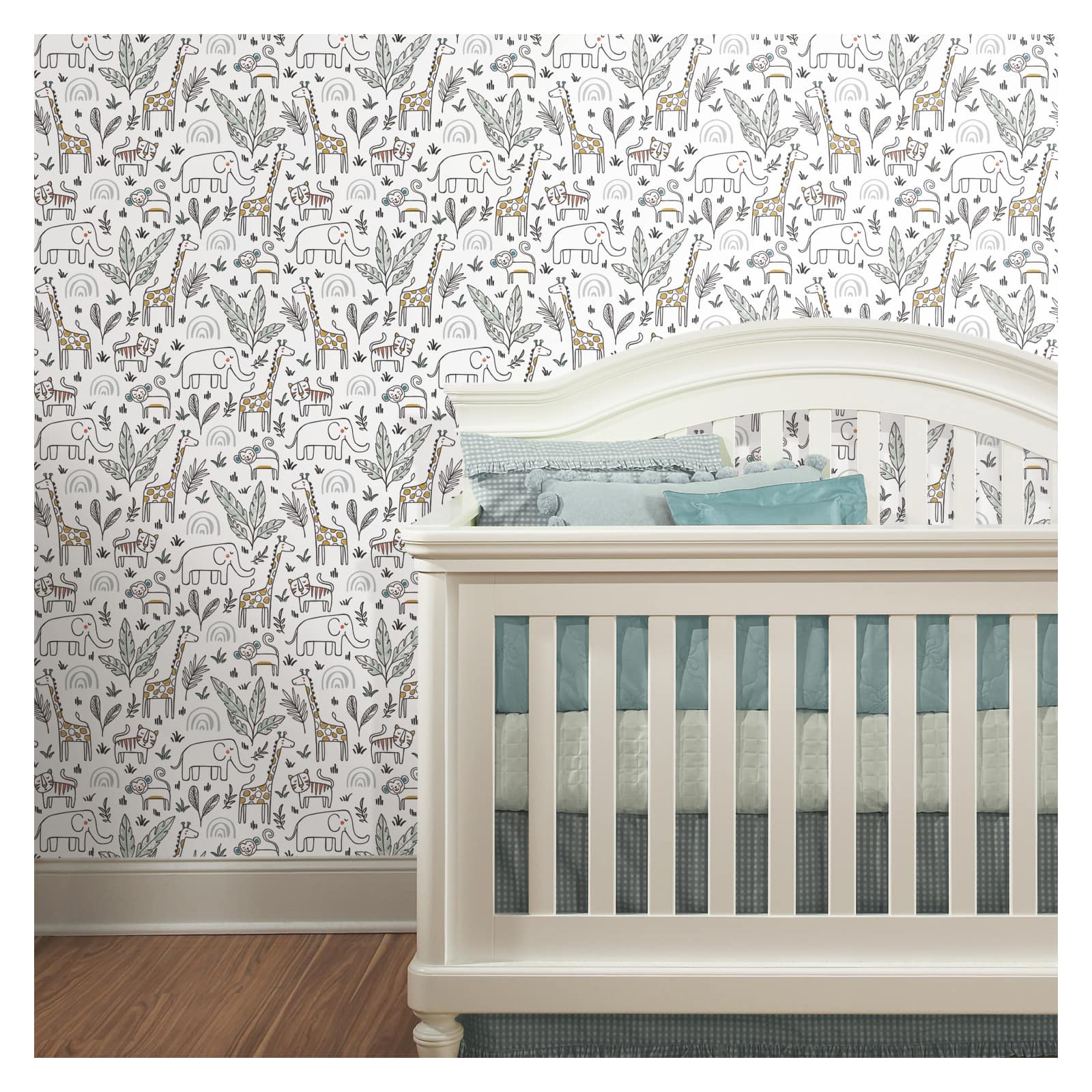 RoomMates White & Yellow Jungle Menagerie Peel & Stick Wallpaper