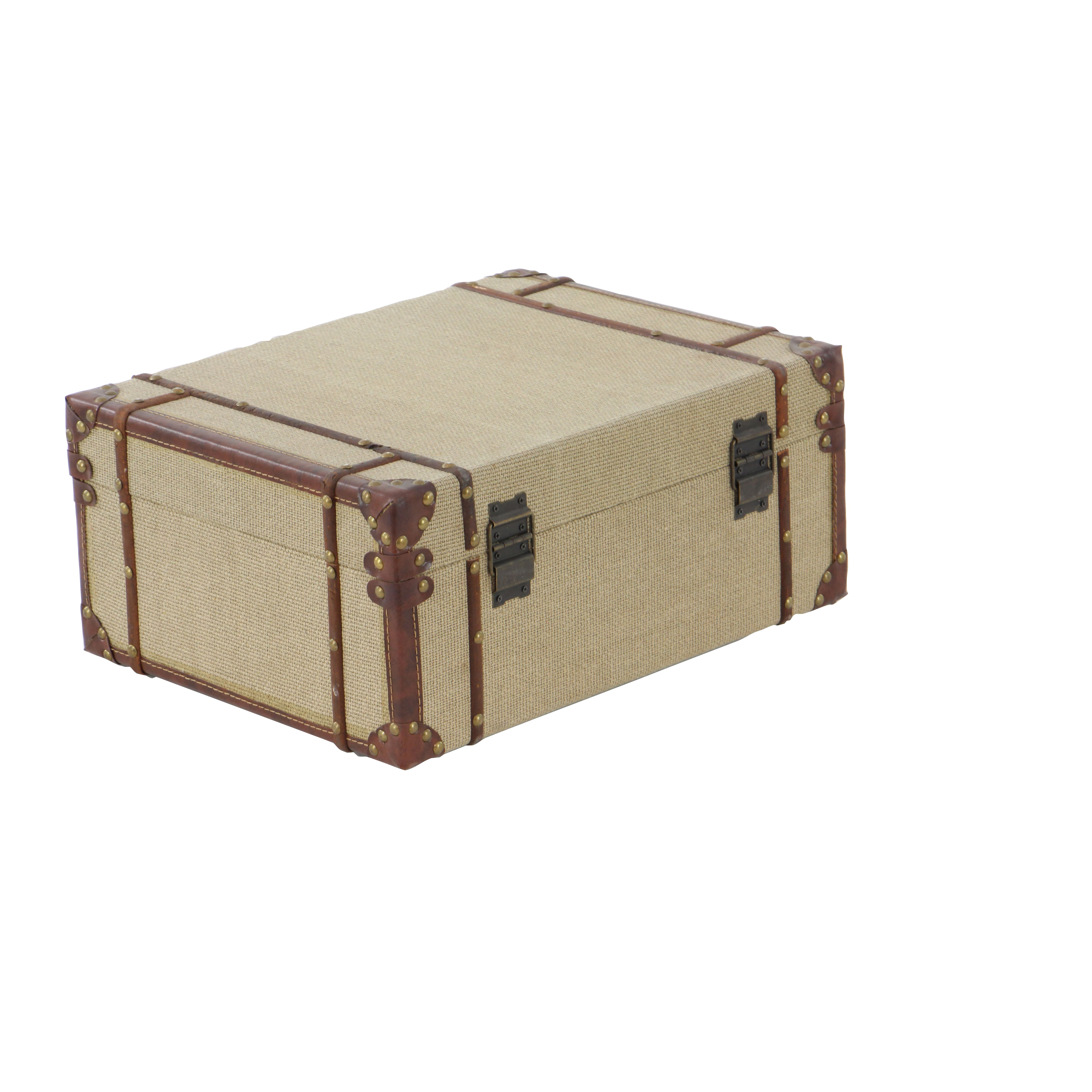 Beige Wood Vintage Trunk Set