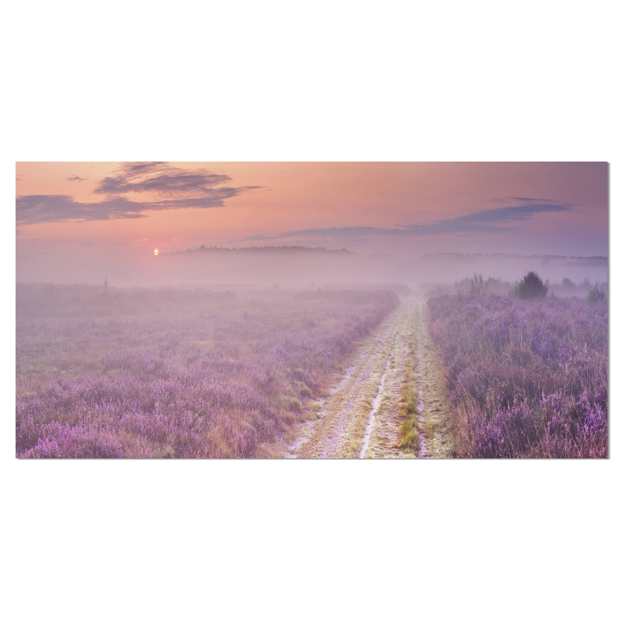 Designart - Path through Blooming Heather - Landscape Canvas Art Print