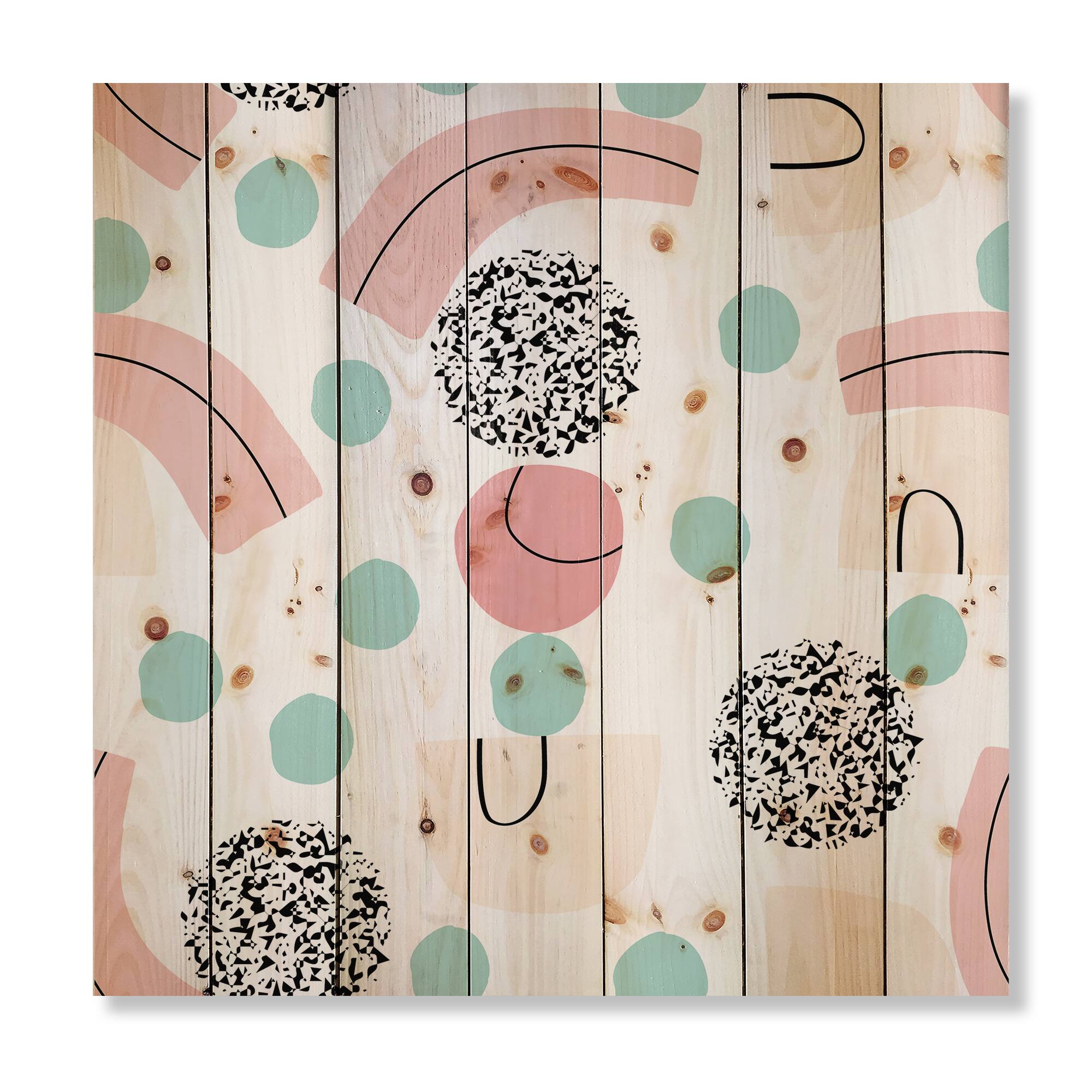 Designart - Organic and Elements In Pastel Tones - Modern Print on Natural Pine Wood