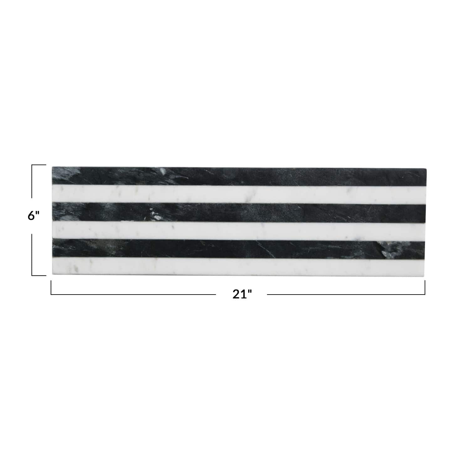 Hello Honey&#xAE; 21&#x22; Black &#x26; White Marble Cheese &#x26; Serving Board with Stripes