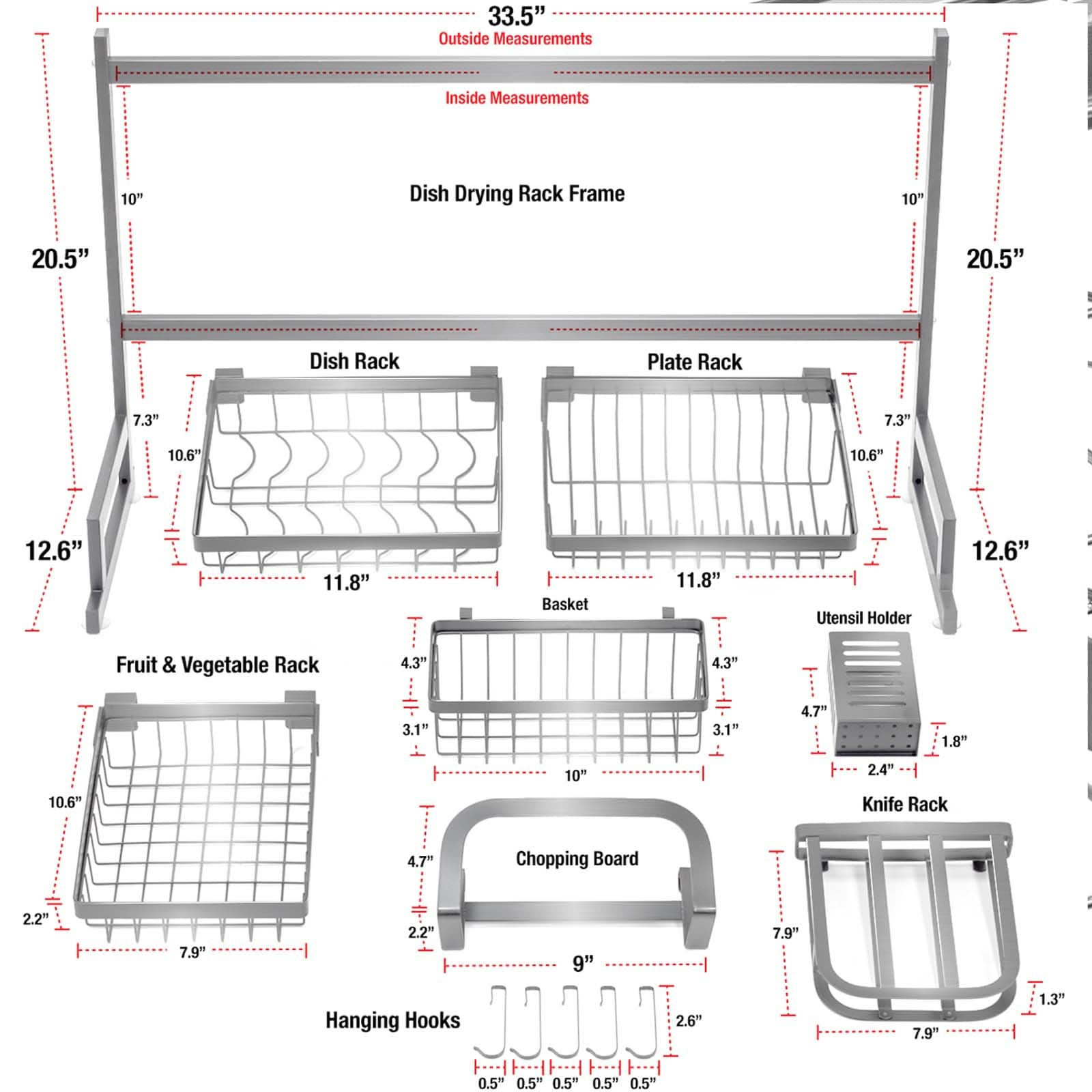 Sorbus 34.25&#x22; Over-The-Sink Dish Drying Rack