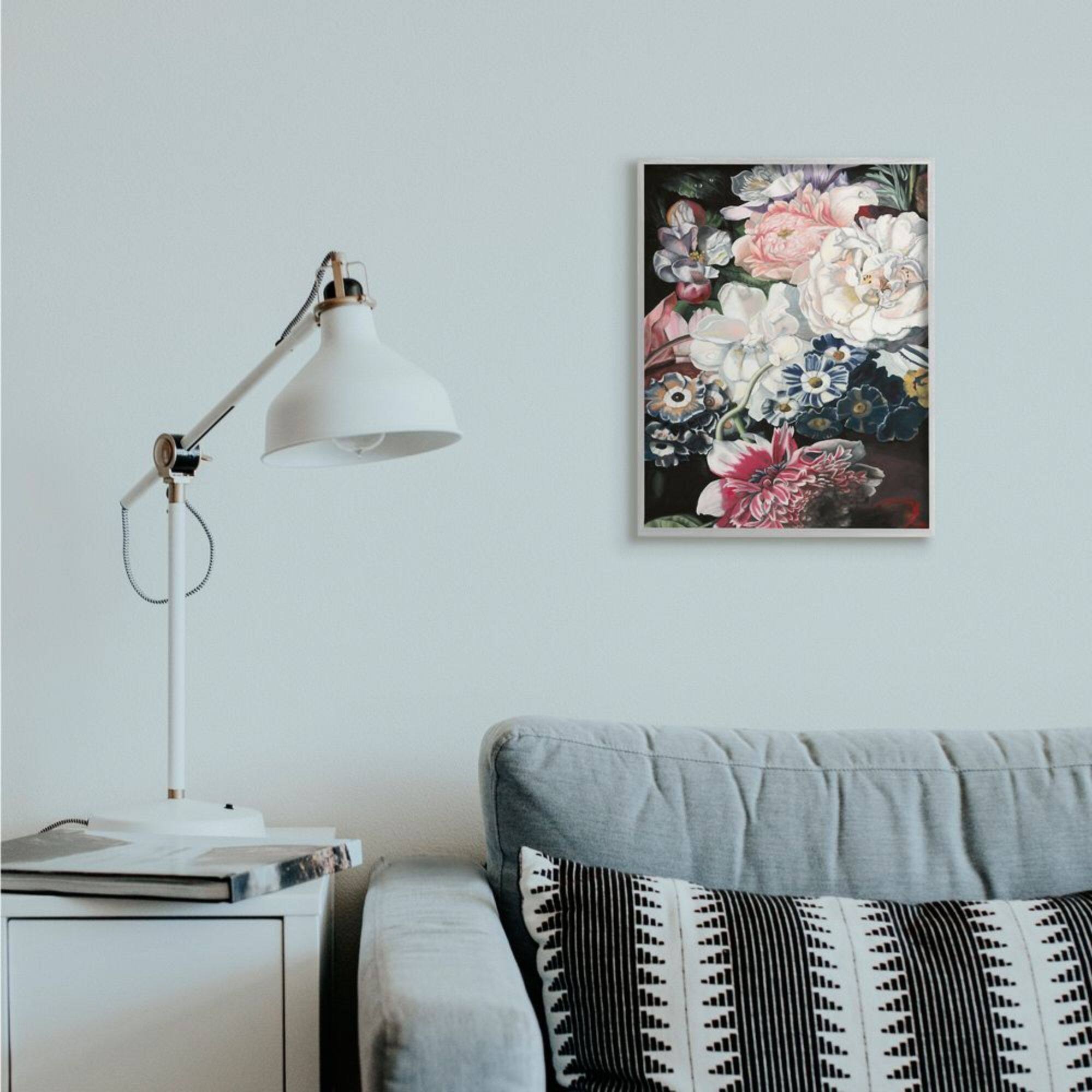 Stupell Industries Vintage Blooming Florals Assorted Baroque Bouquet in Gray Frame Wall Art