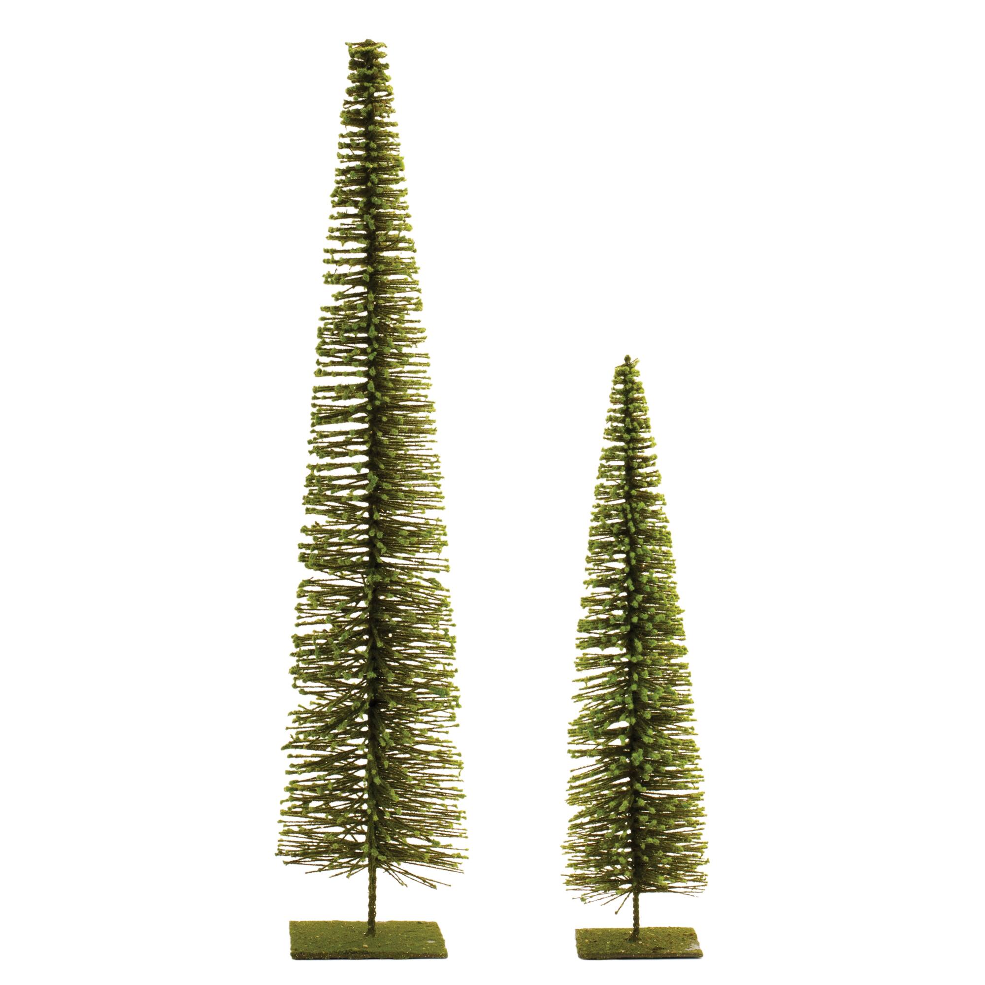 Glittered Green Bottle Brush Tree Set