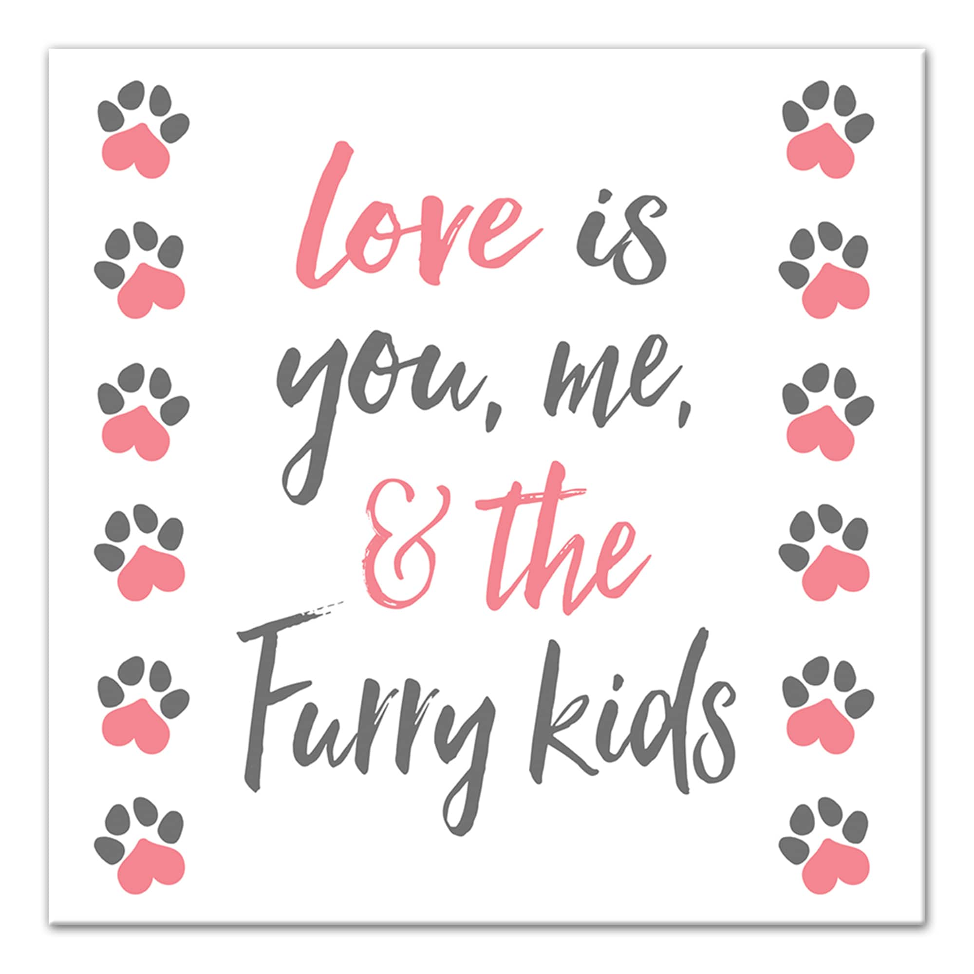 Love is You, Me and the Furry Kids Canvas Wall Art