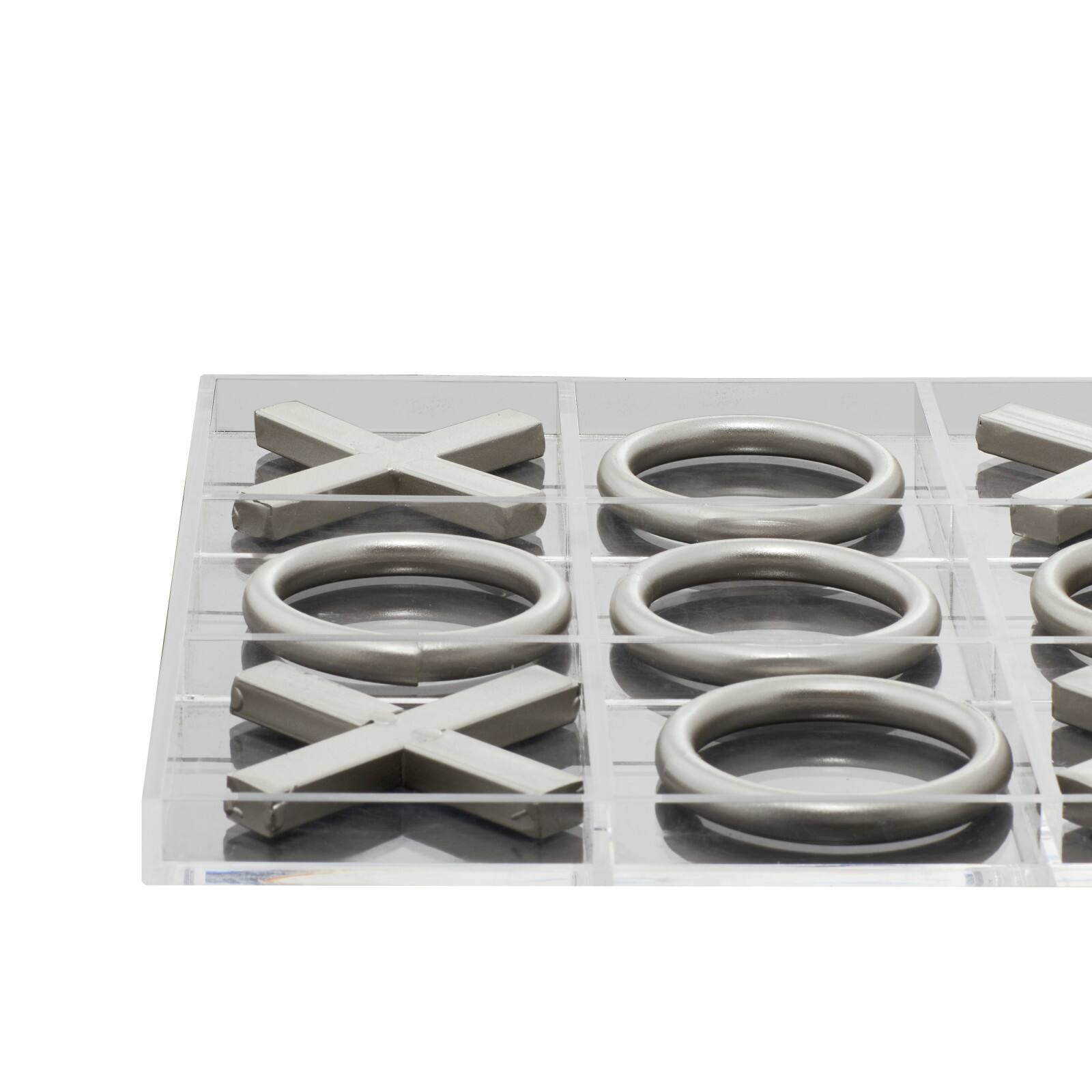Silver Acrylic & Metal Glam Tic-Tac-Toe Game Set