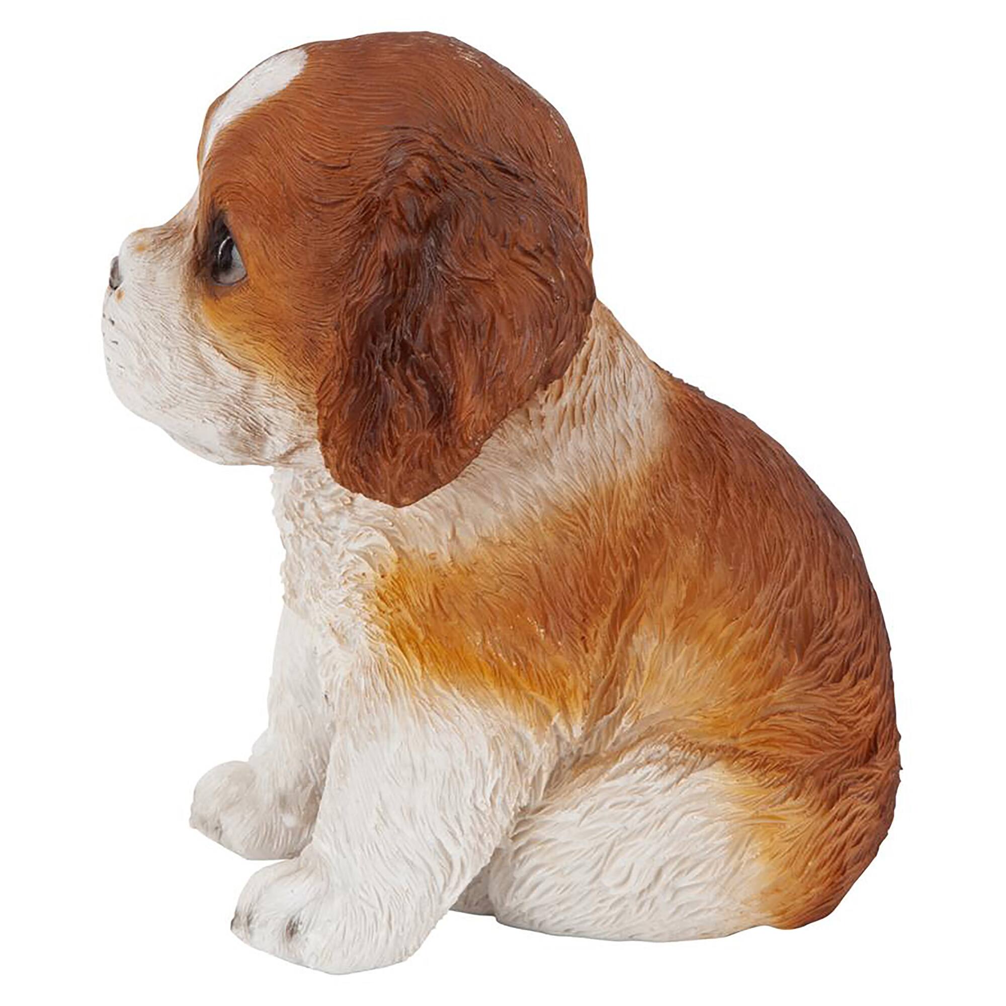 Design Toscano 6&#x22; Red &#x26; White Cavalier King Charles Puppy Partner Collectible Dog Statue