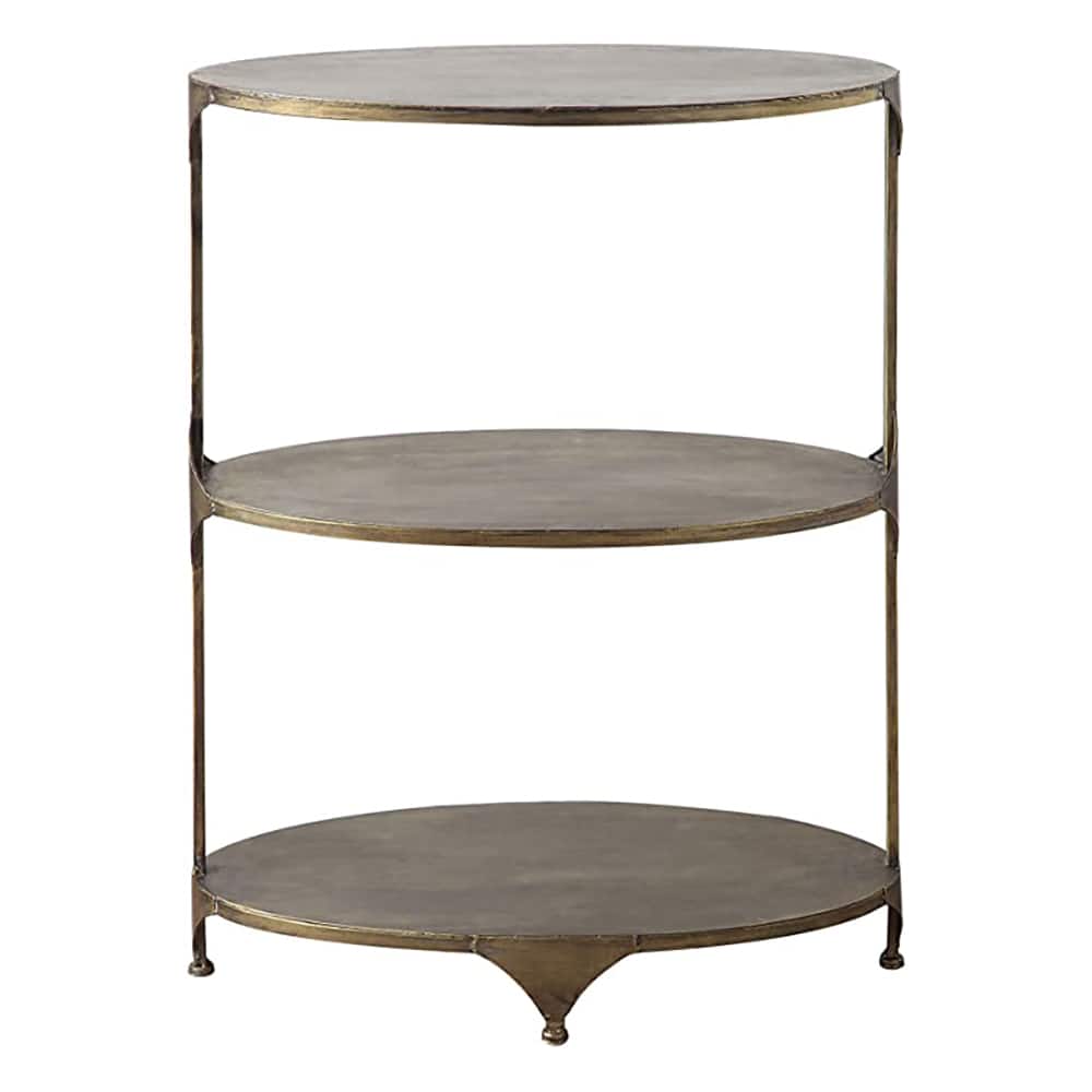 Hello Honey&#xAE; 31&#x27;&#x27; Antique Gold Oval Metal 3-Tier Shelf Side Table