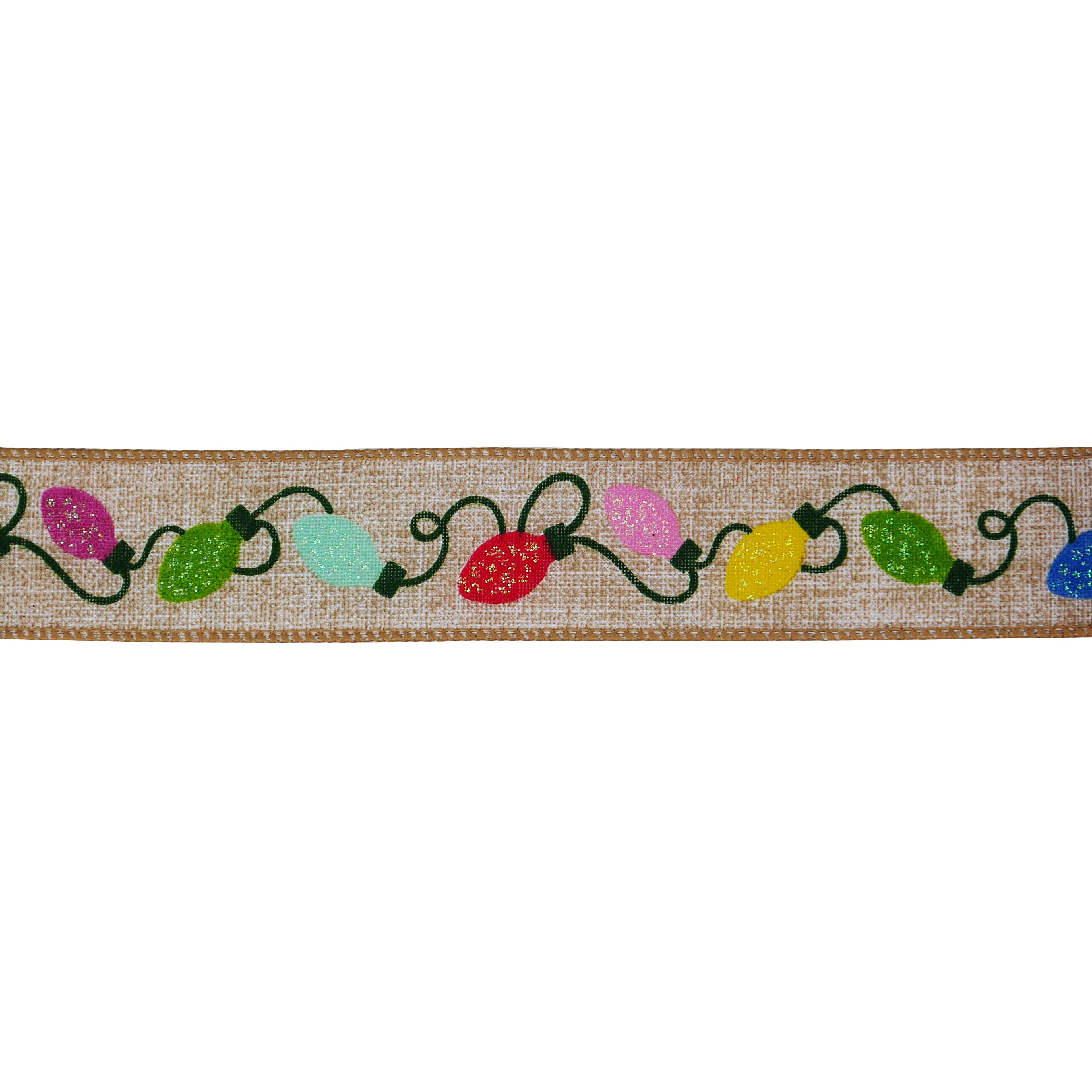 1.5&#x22; x 30ft. String Lights Wired Faux Linen Ribbon by Celebrate It&#xAE;
