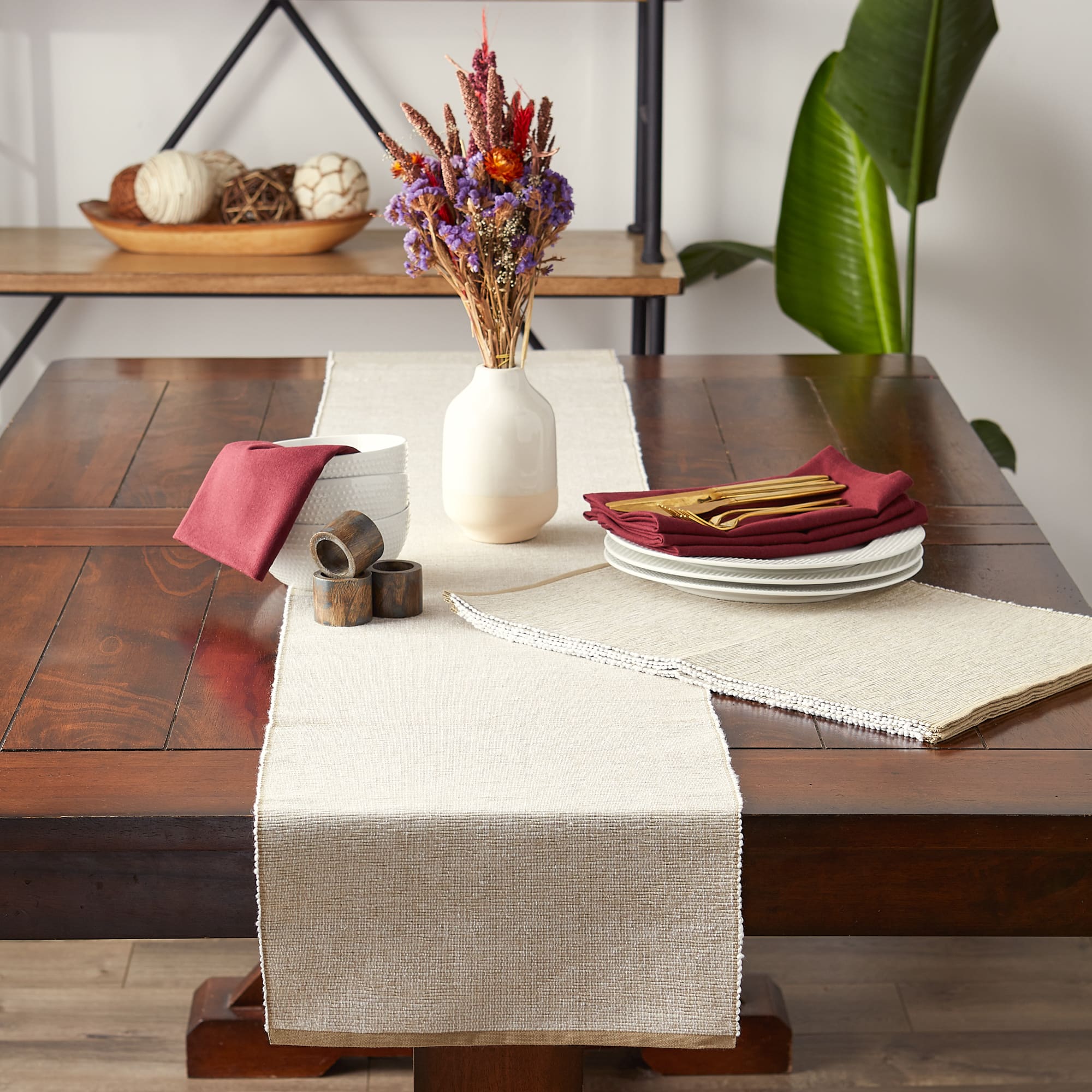 DII&#xAE; 72&#x22; Chambray Ribbed Cotton Table Runner