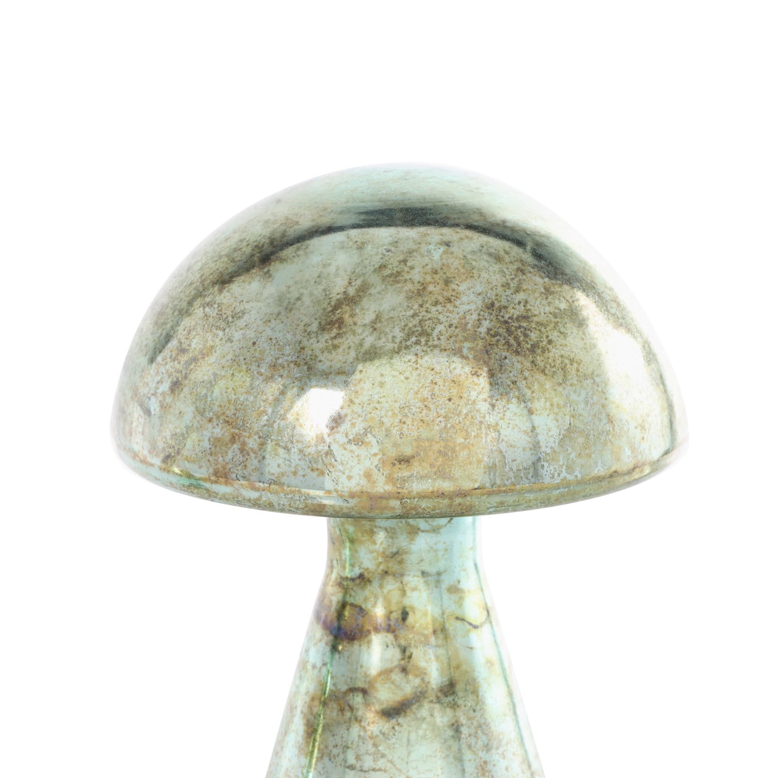 Green Glass Mushroom Sculpture Set