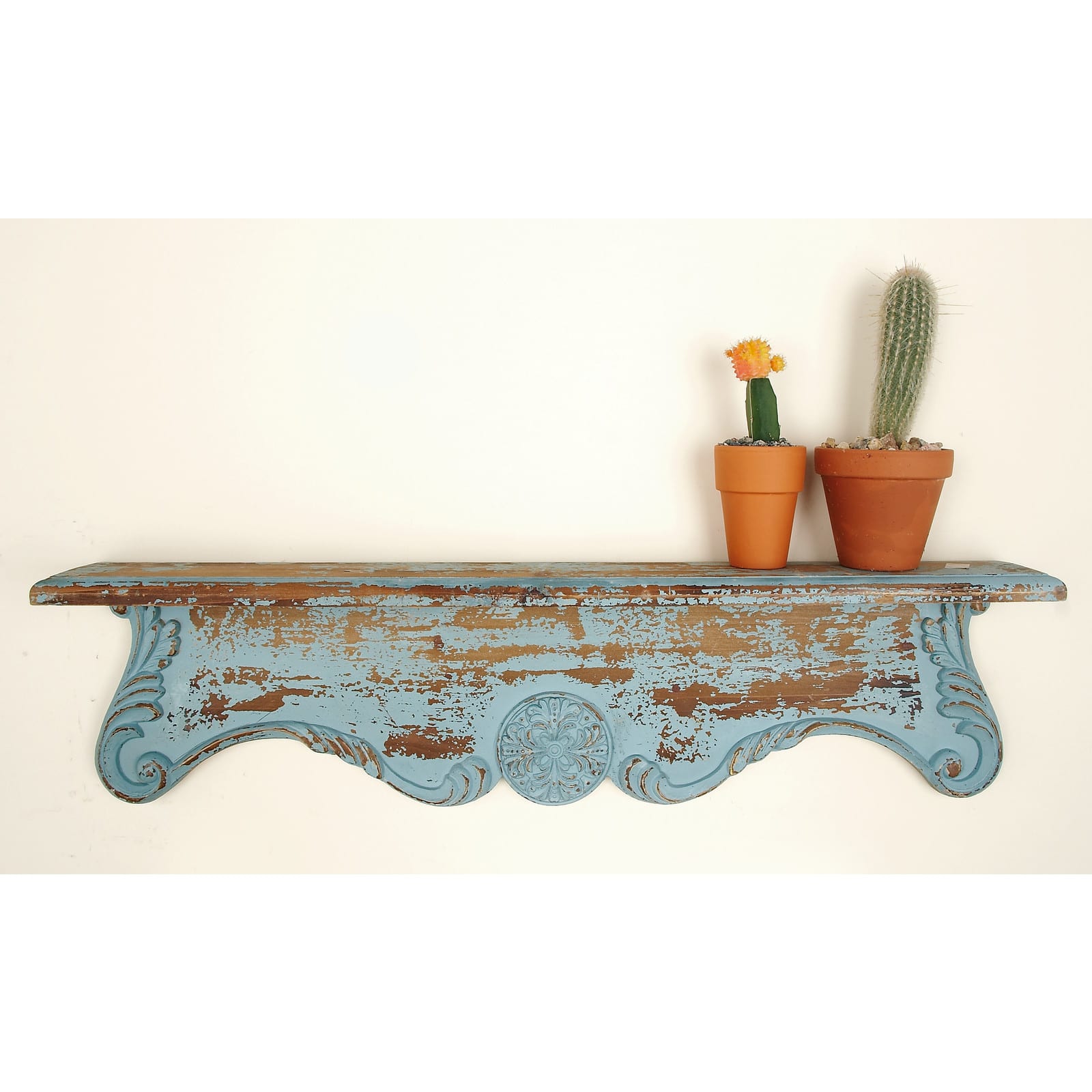 32&#x22; Blue Wood Rustic Wall Shelf