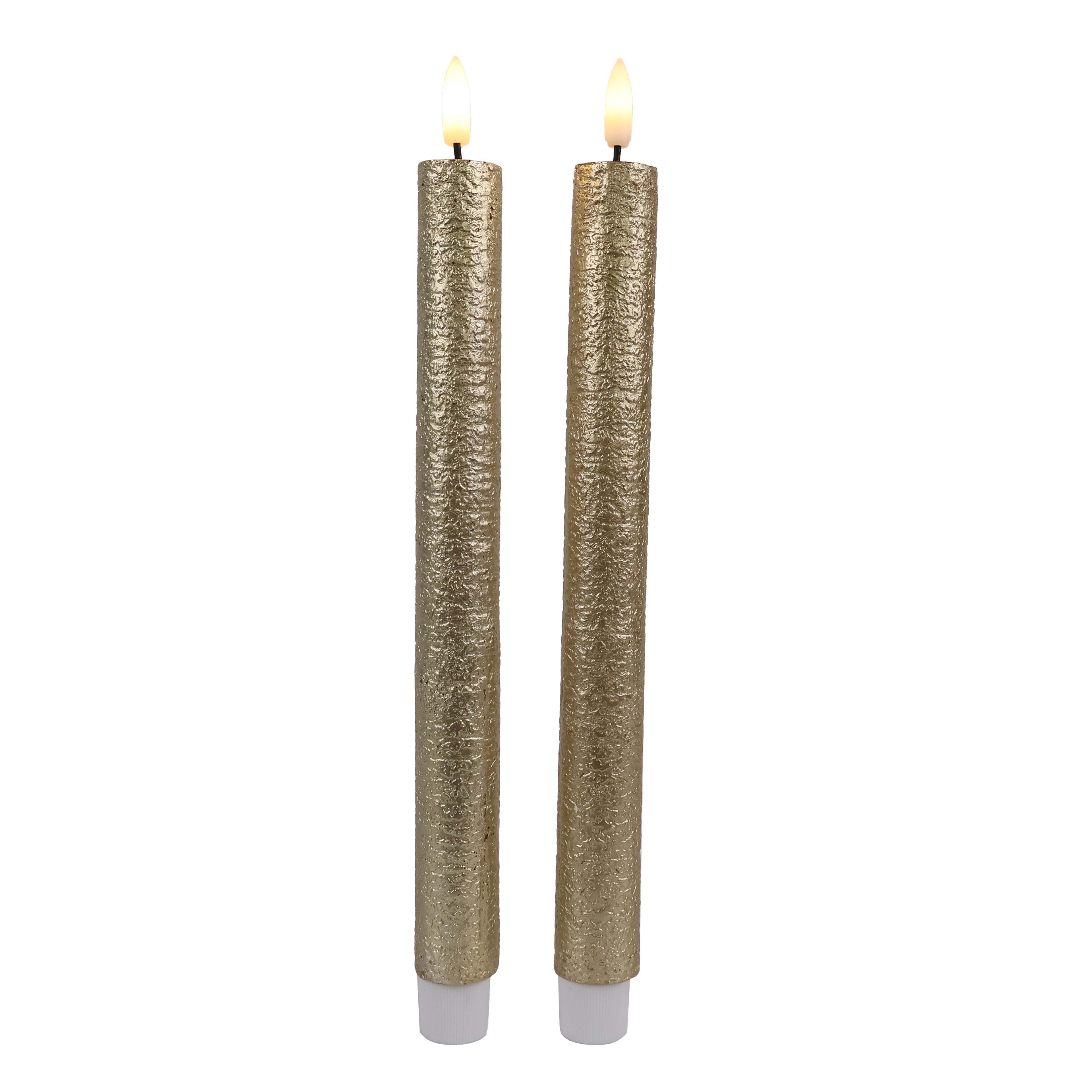10.5&#x22; Gold Birch LED Wax Taper Candles, 2ct. by Ashland&#xAE;
