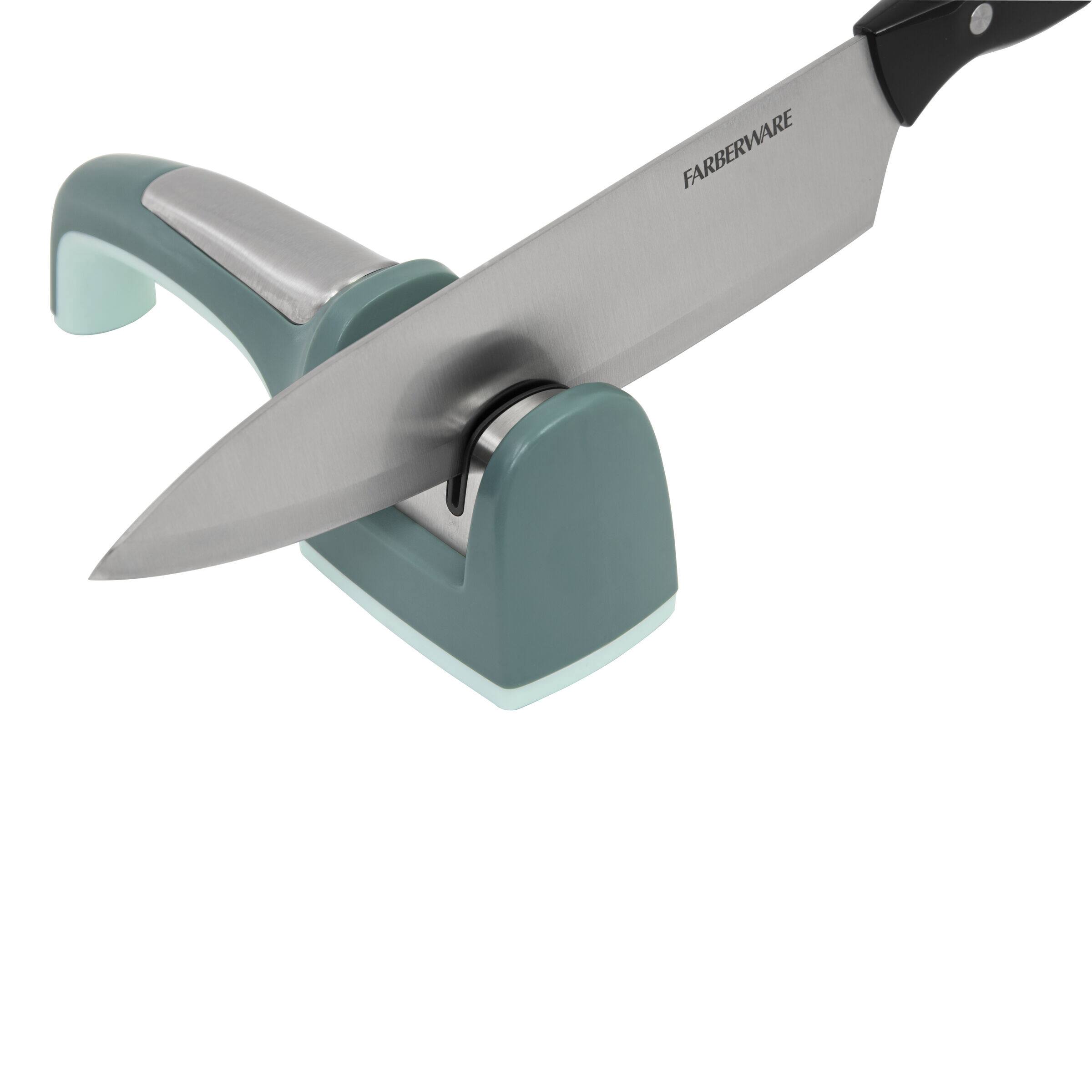 Farberware Edgekeeper Teal 2-Stage Handheld Kitchen Knife Sharpener