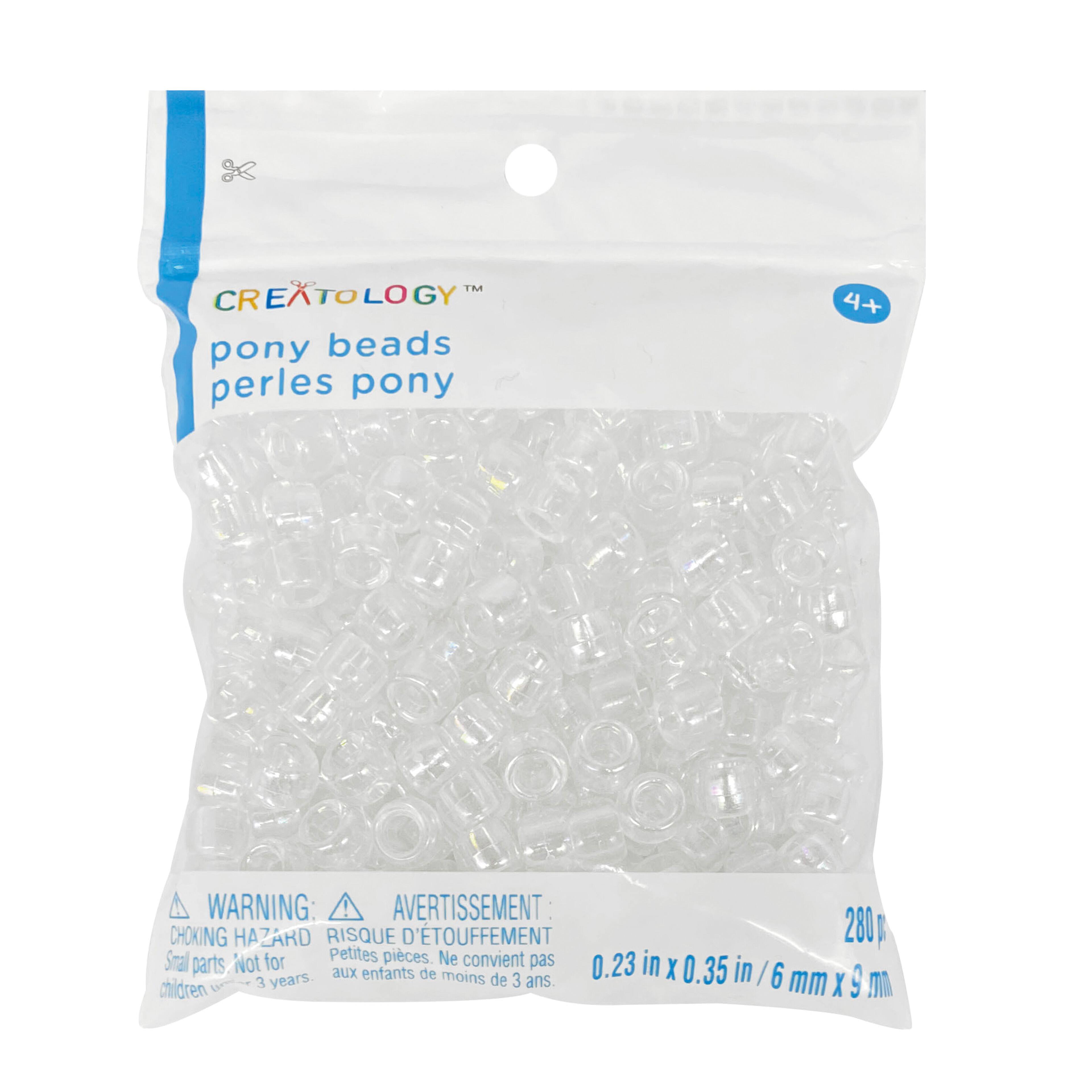 12 Packs: 280 ct. (3,360 total) Crystal Aurora Borealis Pony Beads by Creatology™, 6mm x 9mm