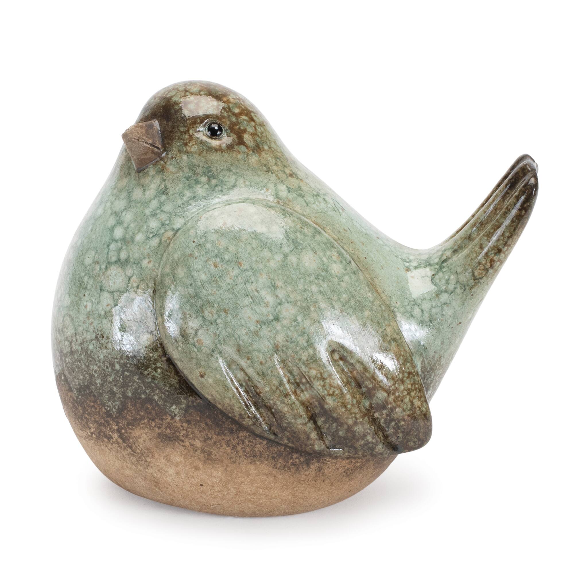 Ceramic Bird Figurines with Unglazed Accents Set