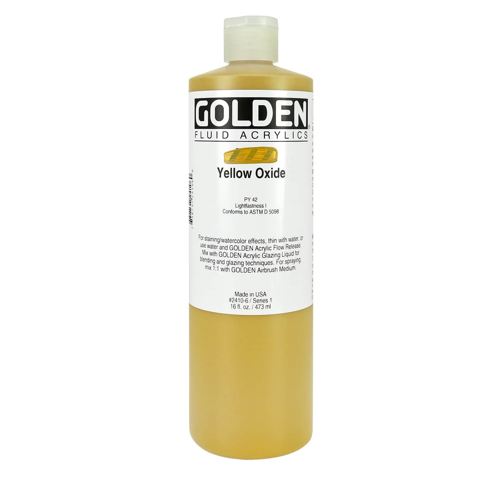 Golden Fluid Acrylics, 16 oz Paint in Yellow Oxide