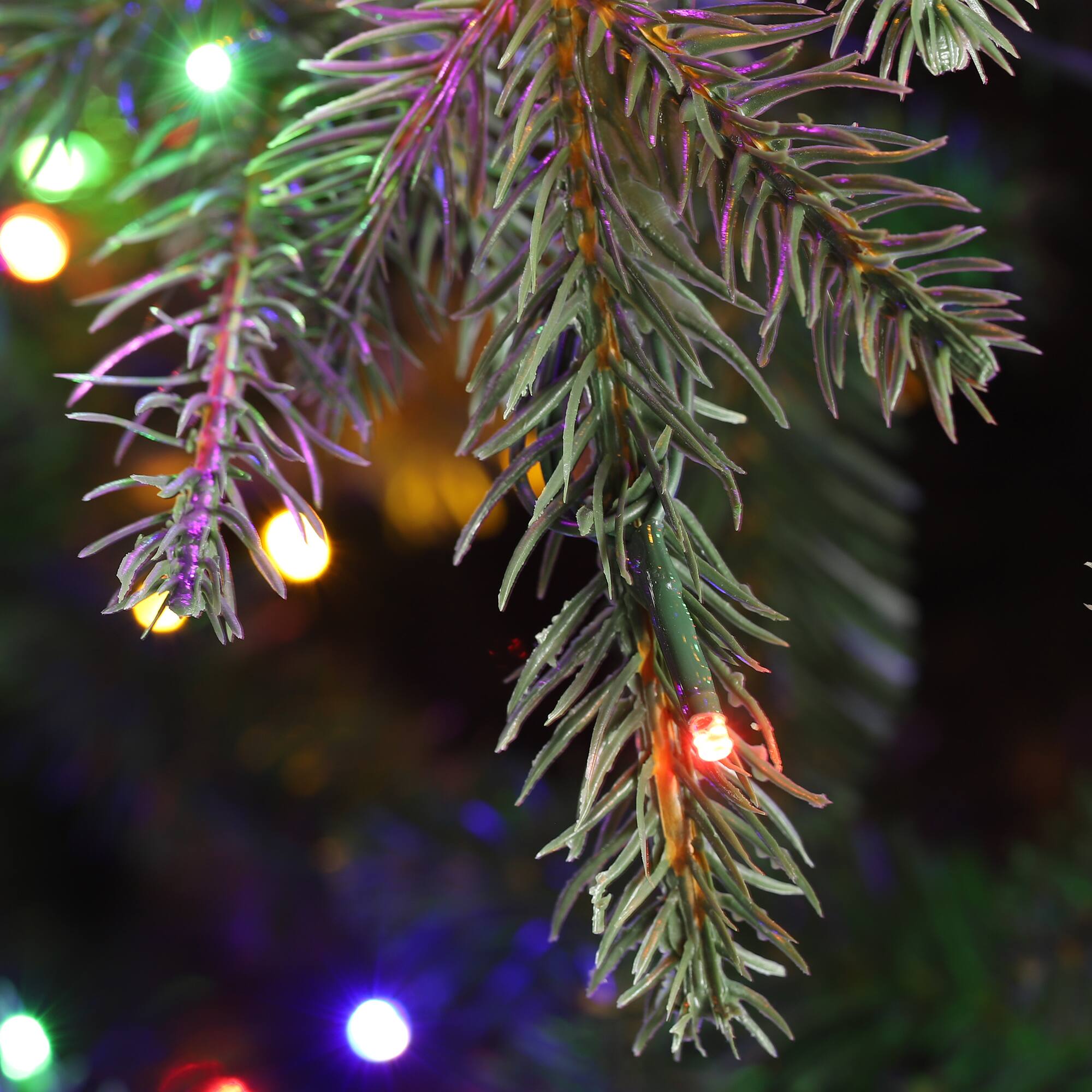Glitzhome&#xAE; 9ft Pre-Lit Full Fir Artificial Christmas Tree, Multicolor LED Lights