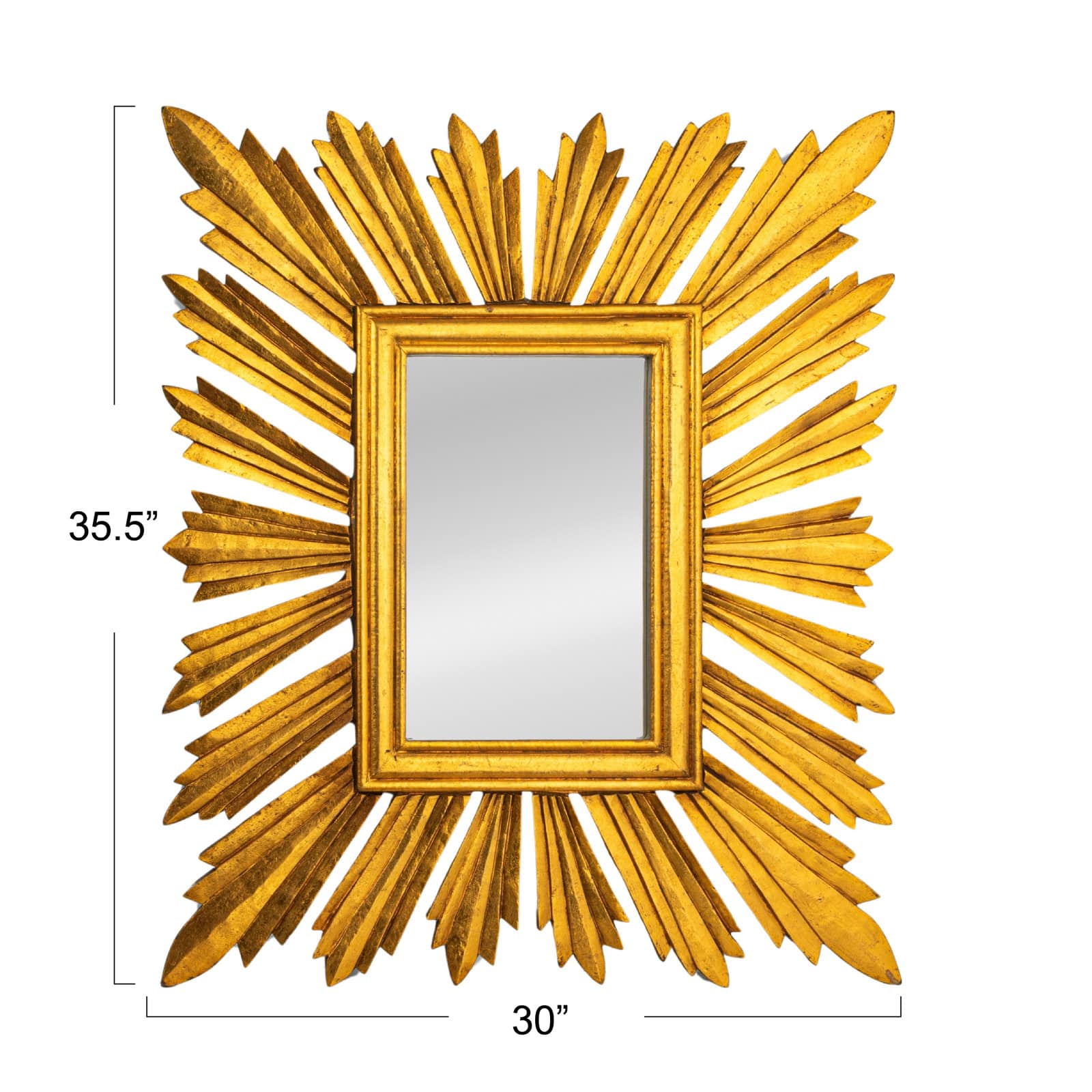 Hello Honey&#xAE; 35.25&#x22; Gold Sunburst Rectangular Wall Mirror