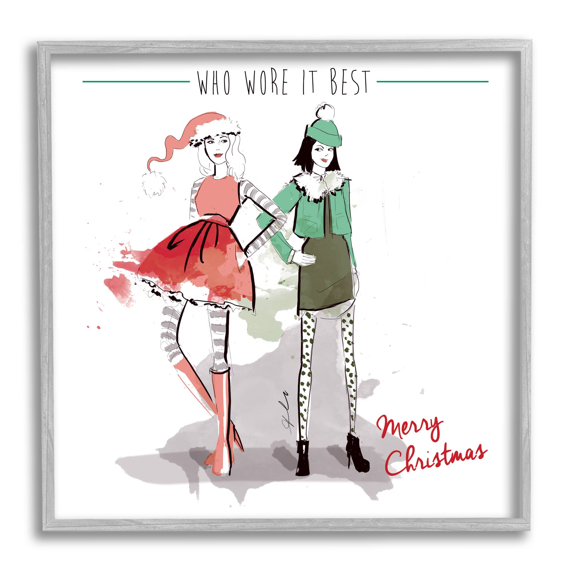 Stupell Industries Who Wore It Best Christmas Fashion Framed Giclee Art