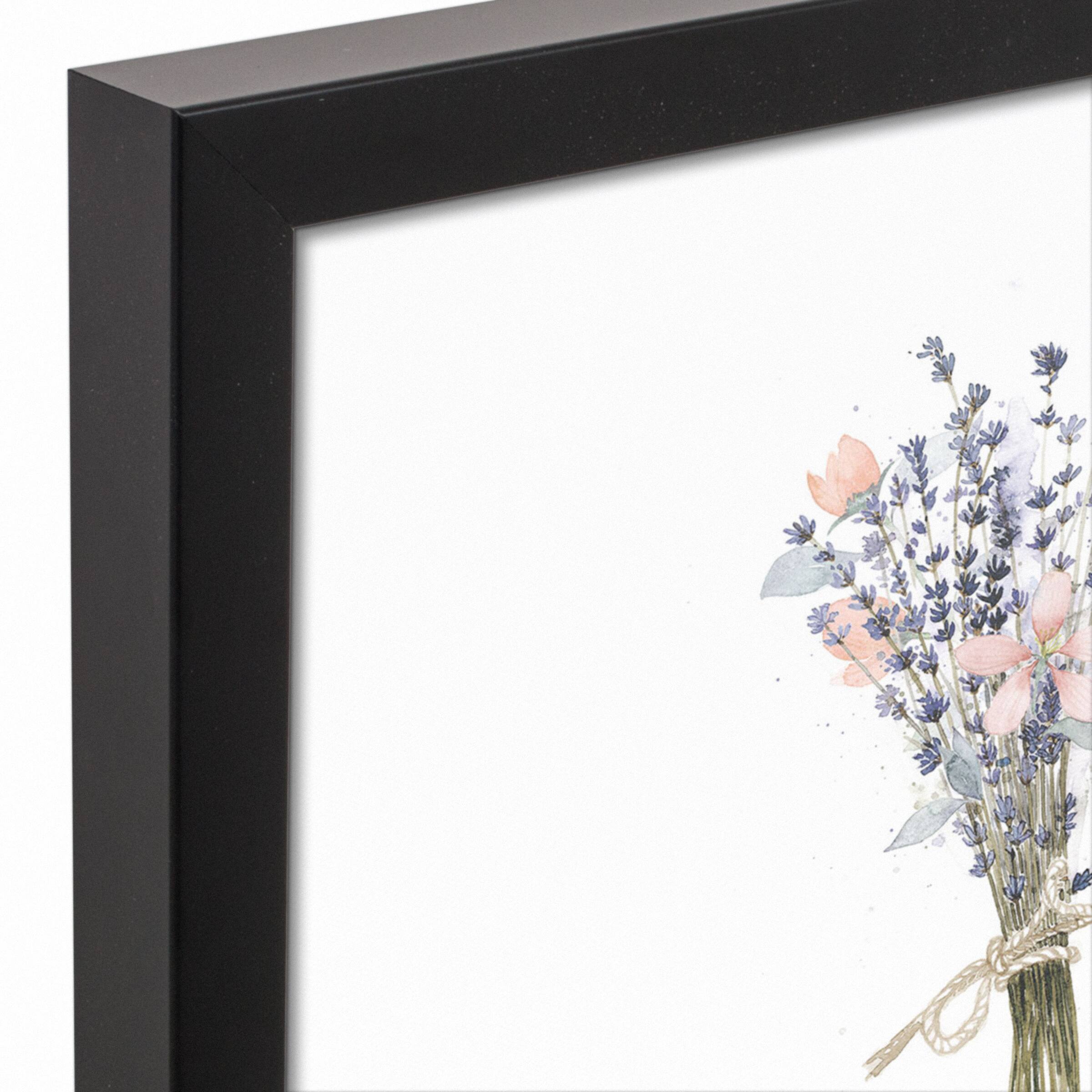 Hello Spring Flowers 11" x 14" Black Floating Framed Canvas