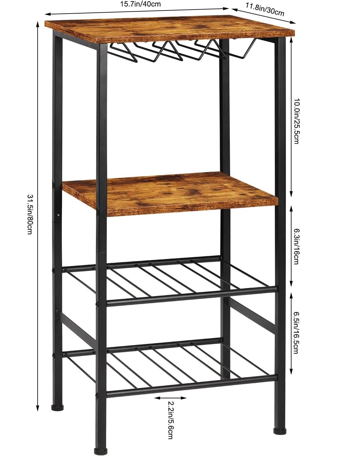 Rustic Brown Freestanding Industrial Wood Wine Rack 