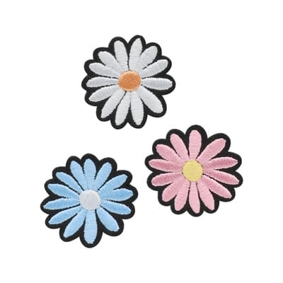 Buy in Bulk - 12 Packs: 3 ct. (36 total) Embroidered Daisy Iron-On