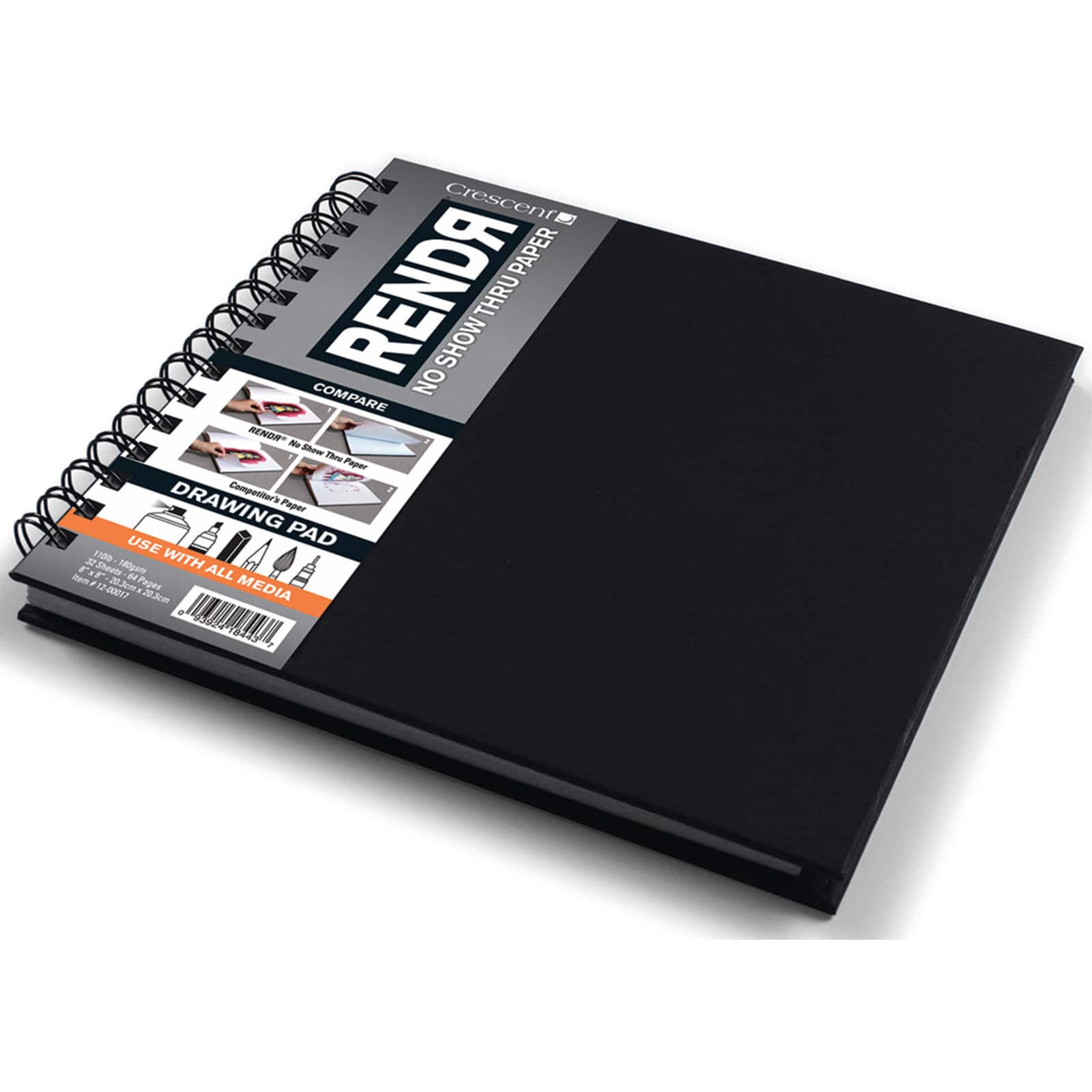 Crescent® RENDR® Hard-Cover Drawing Pad, 8 x 8