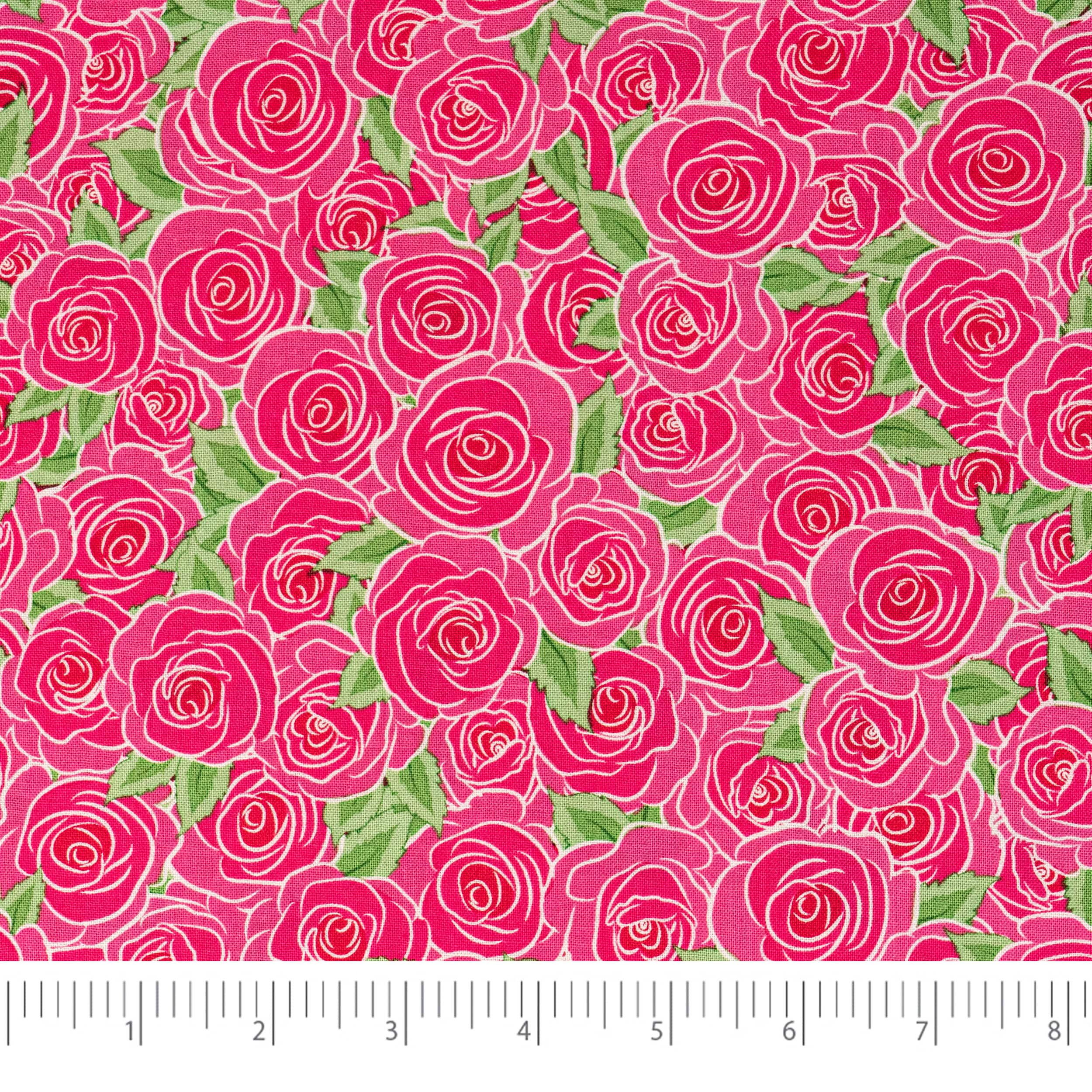 SINGER Packed Pink Roses Cotton Fabric